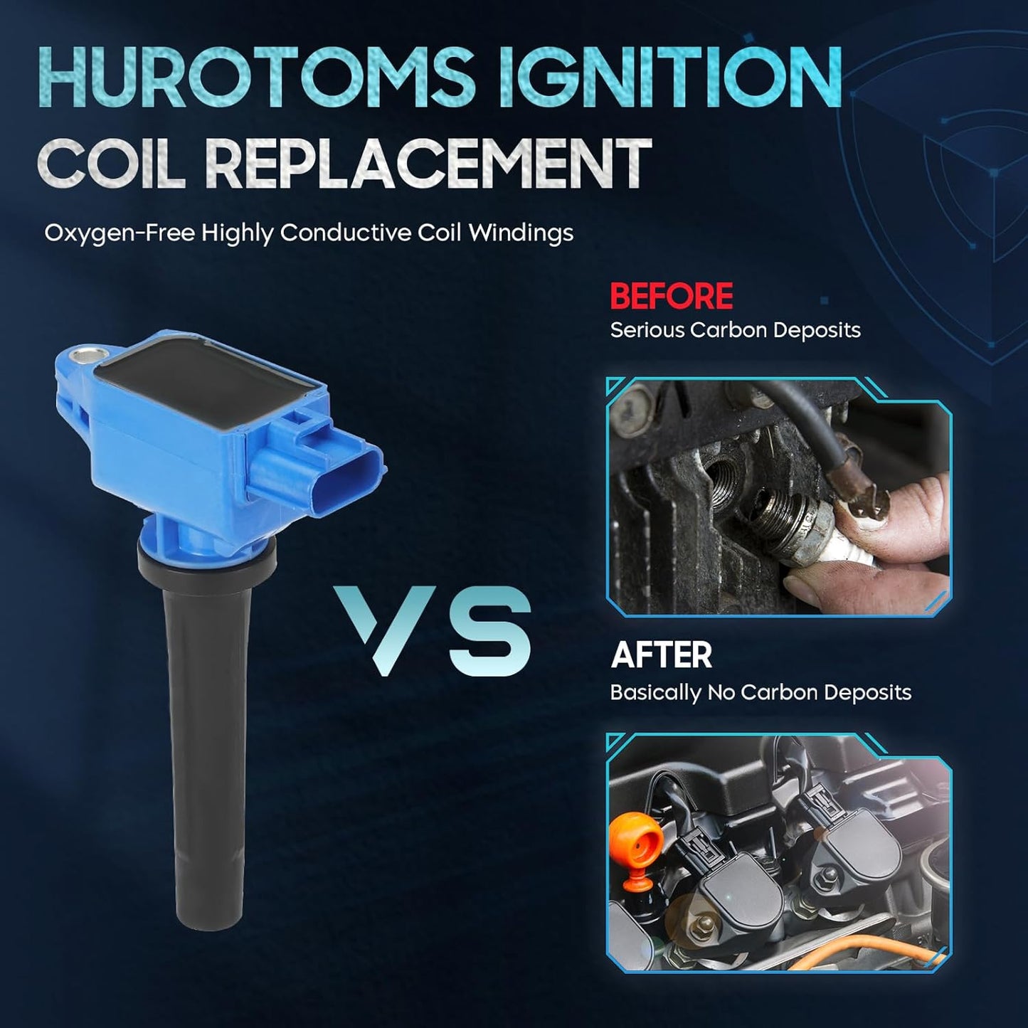 Set of 4 Ignition Coil Pack Compatible with Mazda 3 Sport 6 CX-3 CX-5 CX-9 MX-5 2.0L 2.5L, Replaces UF656 H6T61271 PE2018100 C1837, Blue