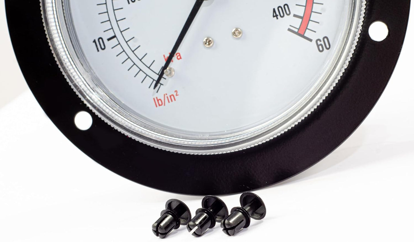 Air Dial Gauge for Coats® Tire Changers Machines, Air Pressure Range from 0-60 PSI, Flange Mount with Plastic retainers, Dial with a Range of Most Common tire Pressure. 8107985, 107985.