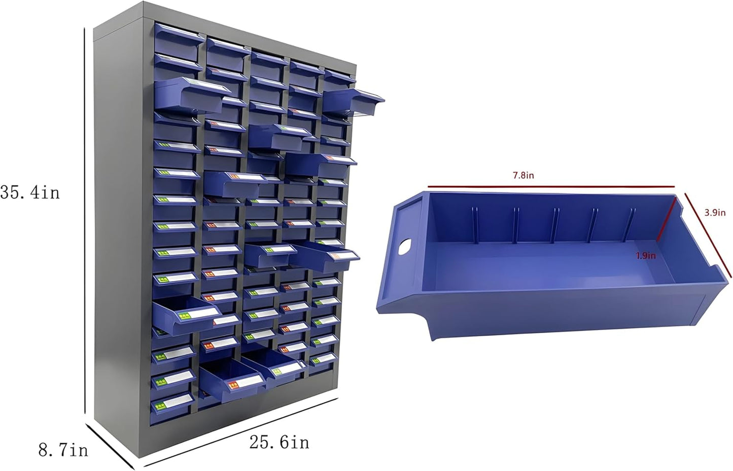 Tool Storage Cabinet Without Door 75 Drawers Hardware Organizer Cabinet for Storing Sample, Metals and Electronic Element Blue