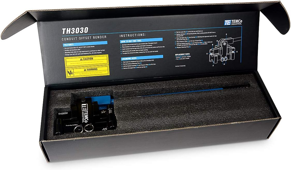 TEMCo TH3030 Dual Size Conduit Offset Bender 2 in 1 - both ½“& ¾” EMT