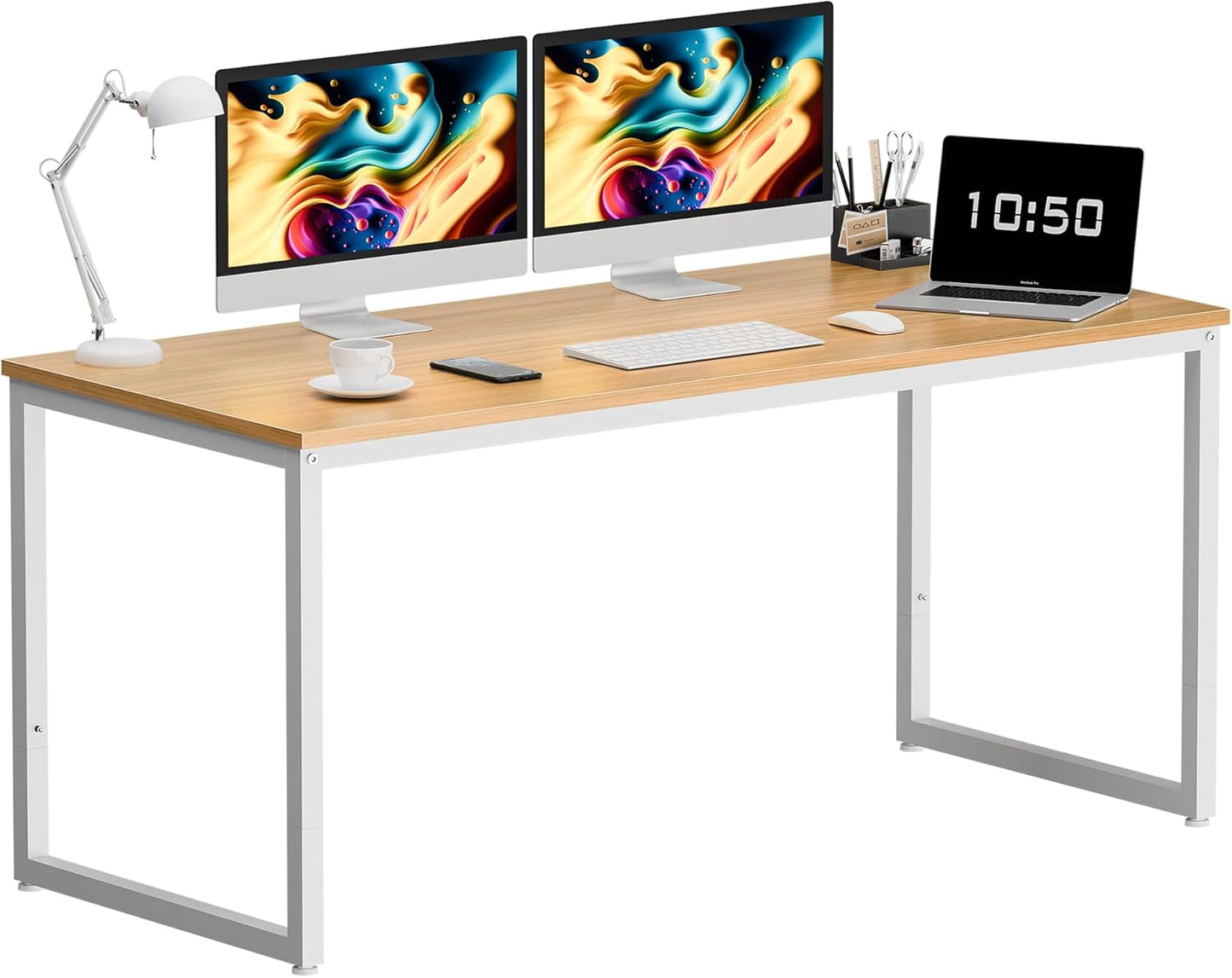 ZenStyle Computer Desk 55" Large Office Desk Computer Table Laptop PC Simple Study Writing Desk for Home Office, Black