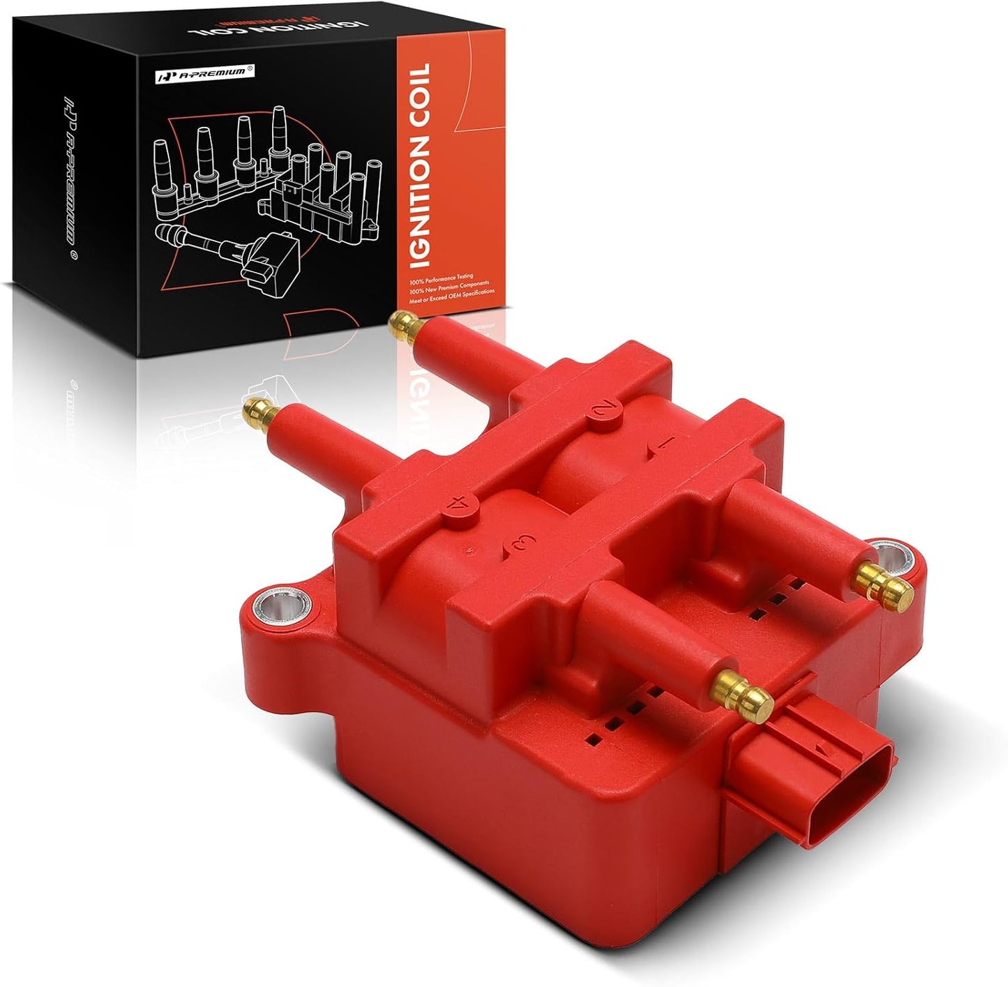 A-Premium (Red) Engine Ignition Coil Pack Compatible with Subaru Outback 2000-2005, Forester 1999-2004, Impreza 1999-2004, Legacy 1997-2005, Baja 2003-2006, 2.2L 2.5L, Replaces 22433AA41A