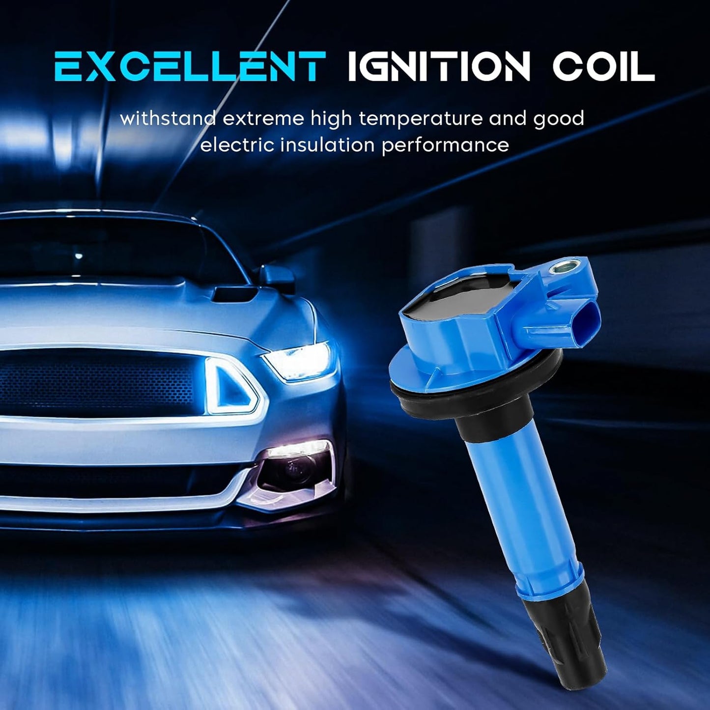 Blue Set of 6 Ignition Coil Pack 3.5L 3.7L Compatible with Ford Edge Explorer F-150 Flex Fusion Mustang Taurus Transit-150 250 350, Lincoln MKT MKX MKZ, Mazda 6 CX-9 Replace DG520 UF553