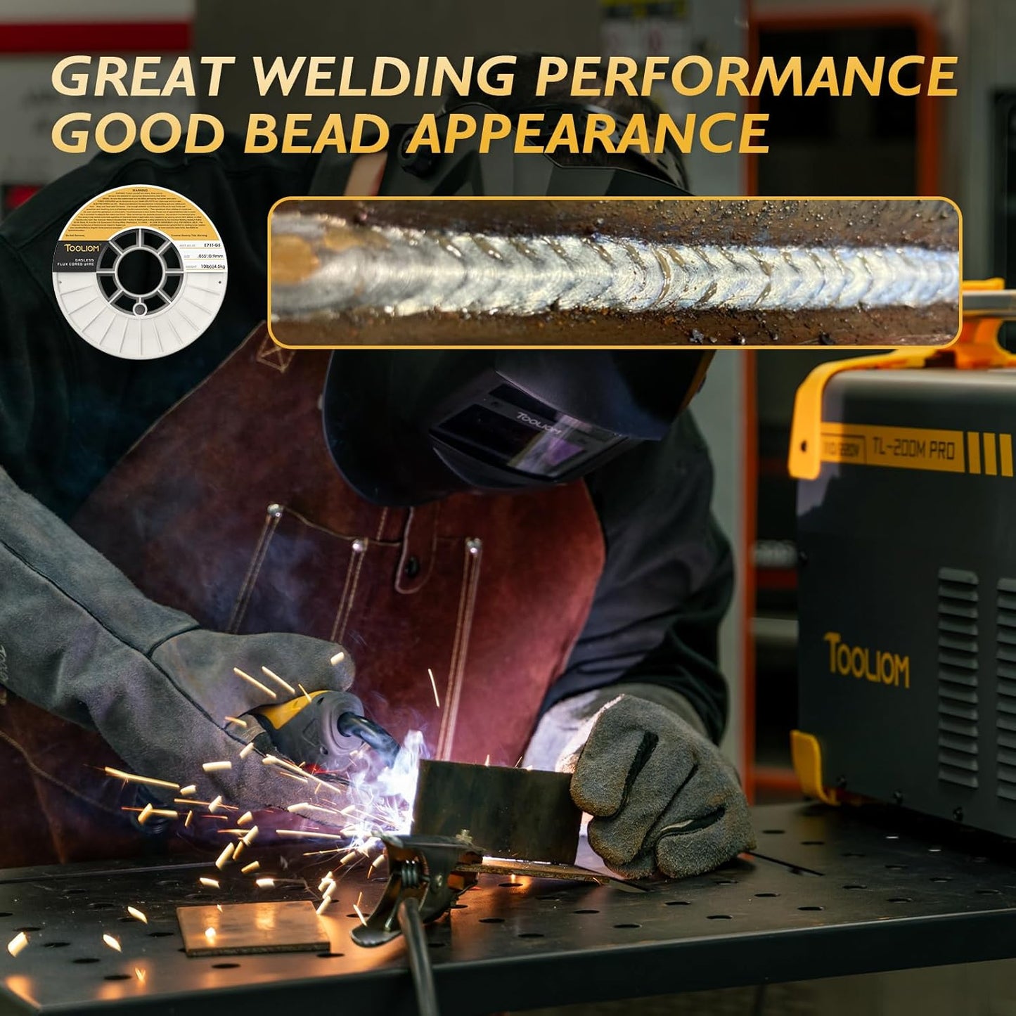 TOOLIOM E71T-GS .035" Diameter 10-Pound Spool Flux Core Self-shielded MIG Welding Wire for Carbon Steel 2 PCS