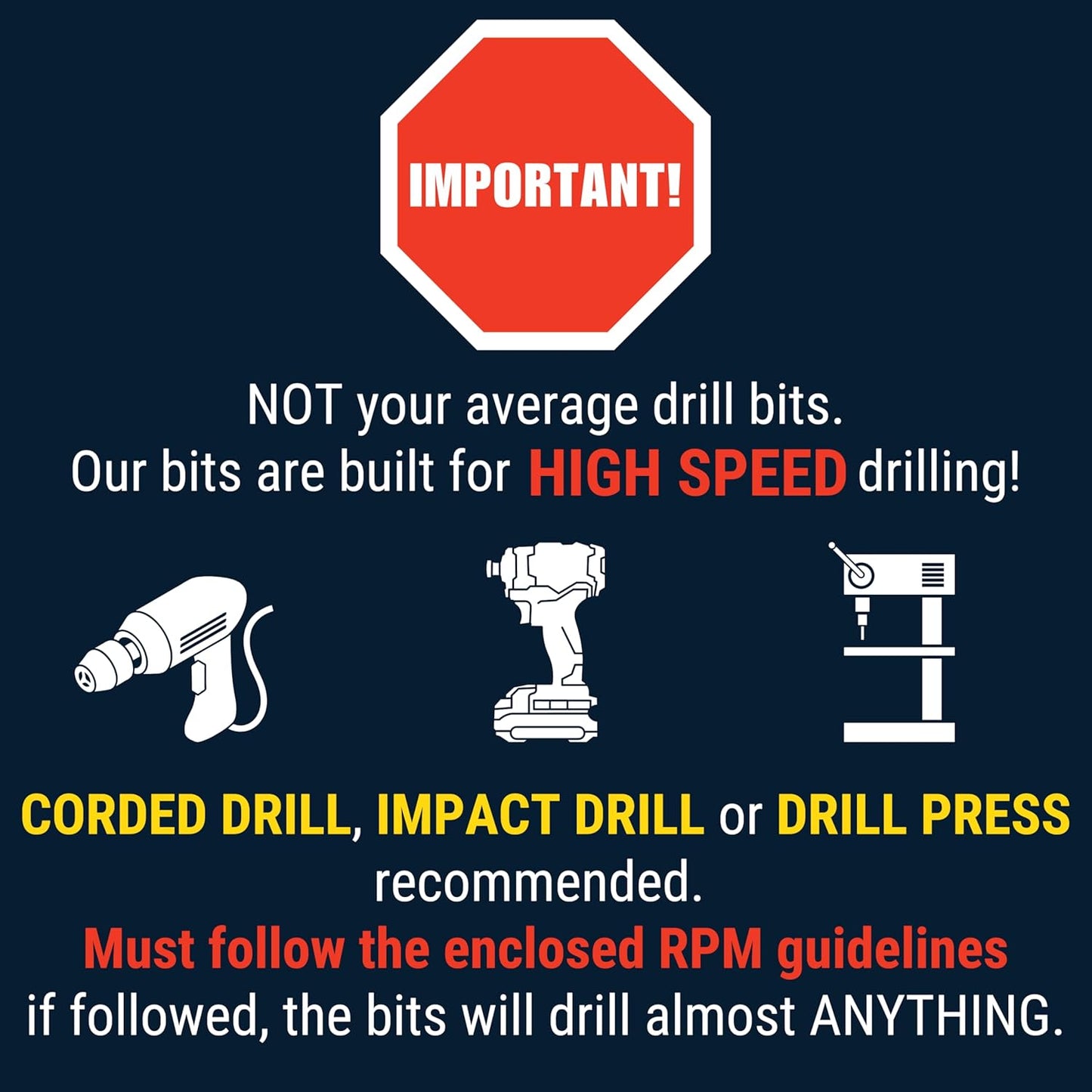 Bad Dog 14 Piece Multipurpose High Speed Drill Bit Set. Unique Carbide, Titanium, Cobalt Tip & Armor Steel Hex Shank. Made in USA. Drill Through Everything! Hardened Steel, Masonry, Wood, Tile & More