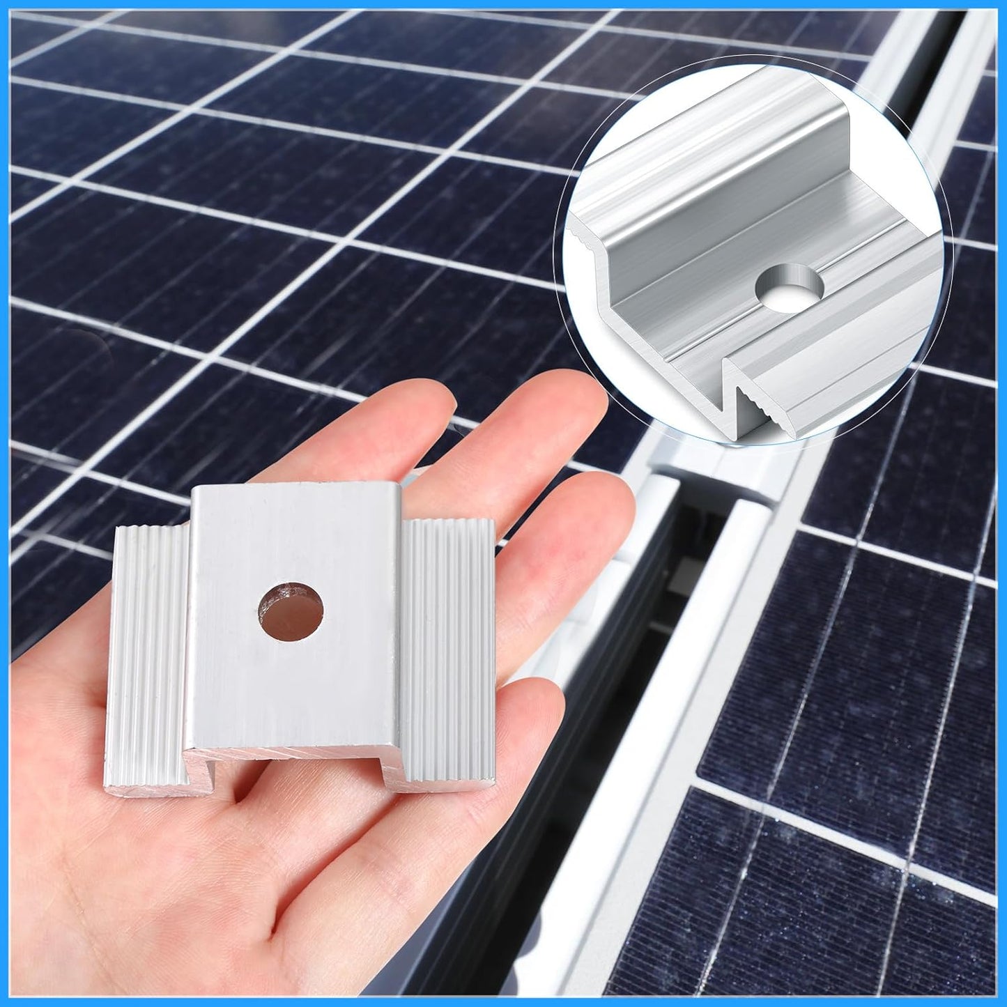 Zhengmy 100 Pack Solar Panel Mid Clamps 1.06 Inch Solar Panel Bracket Aluminium Mounting Accessories Aluminum Solar Mid Clamp for Solar Panel Mounting Solar Panel Mid Clamp