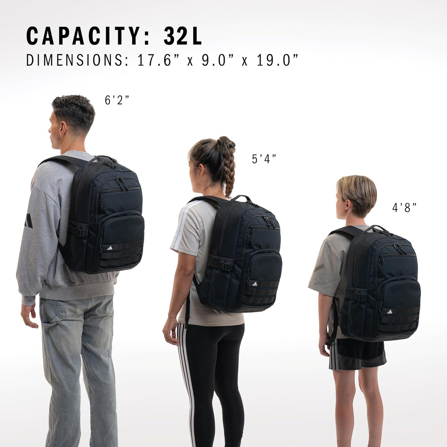 adidas Interval Backpack with Laptop Sleeve, Lightweight Durable Book Bag for Women and Men, Black/White, One Size