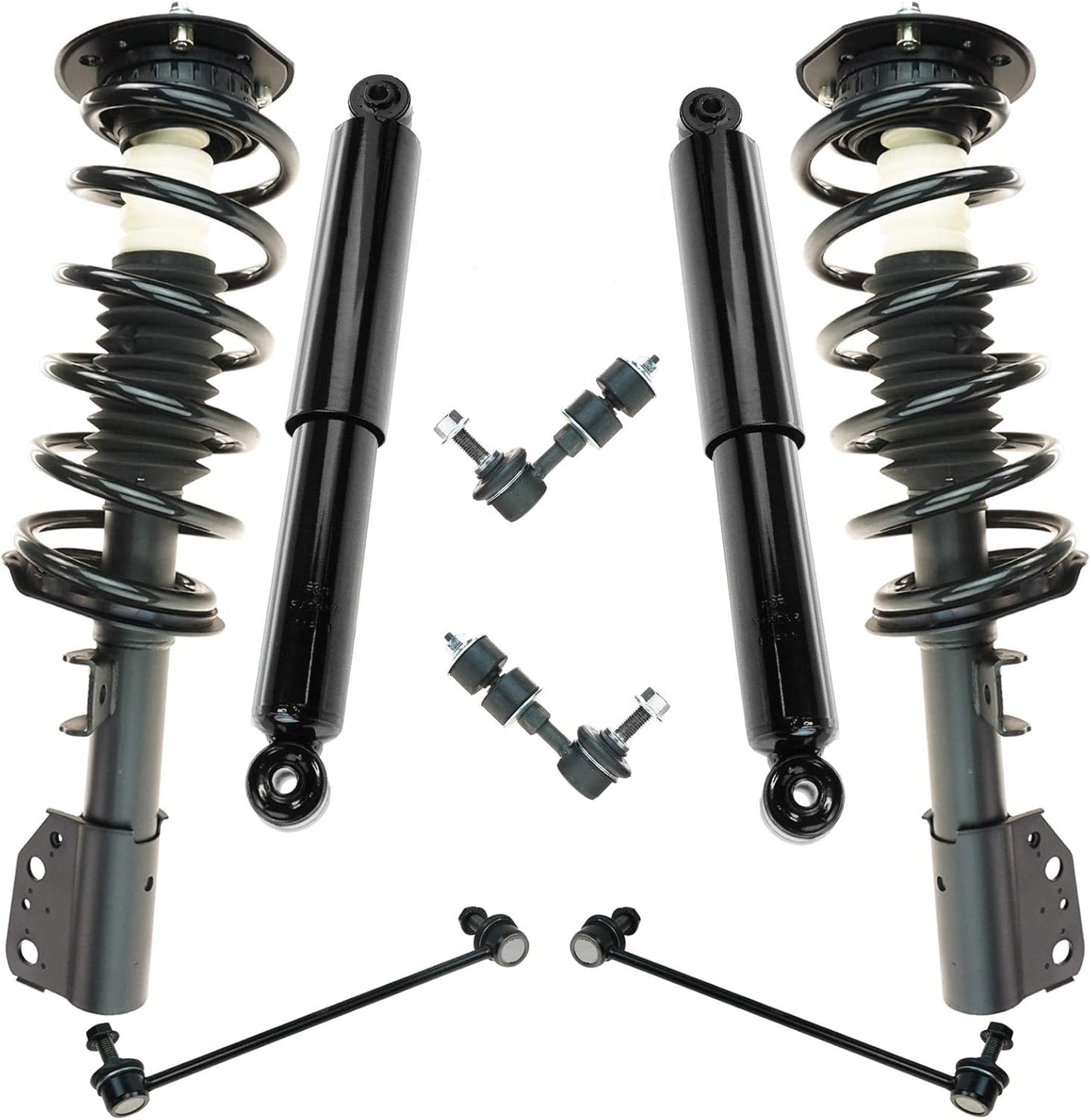 TRQ Front and Rear Suspension Kit Complete Strut & Coil Spring Assembly Shock Absorber Sway Bar Stabilizer Link Compatible with 06-13 BMW