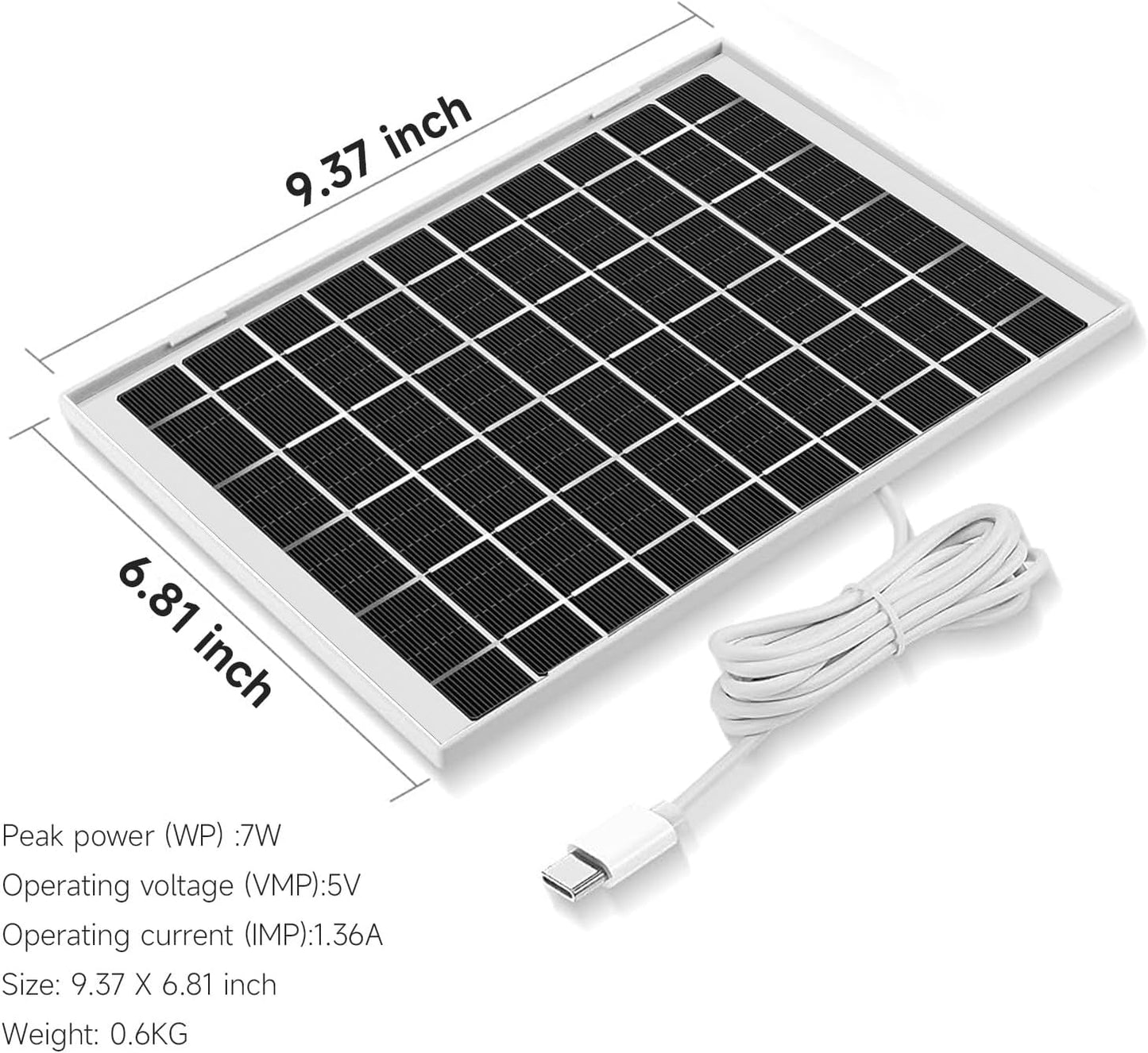 4 Pack 5V 7W Cam Solar Panel Charger for USB type C Outdoo security Camera Compatible Arlo Essential 2K 2nd Gen, Arlo Essential XL 2nd Gen, Roku Battery Camera & Roku Battery Cam Plus & More USB C Cam