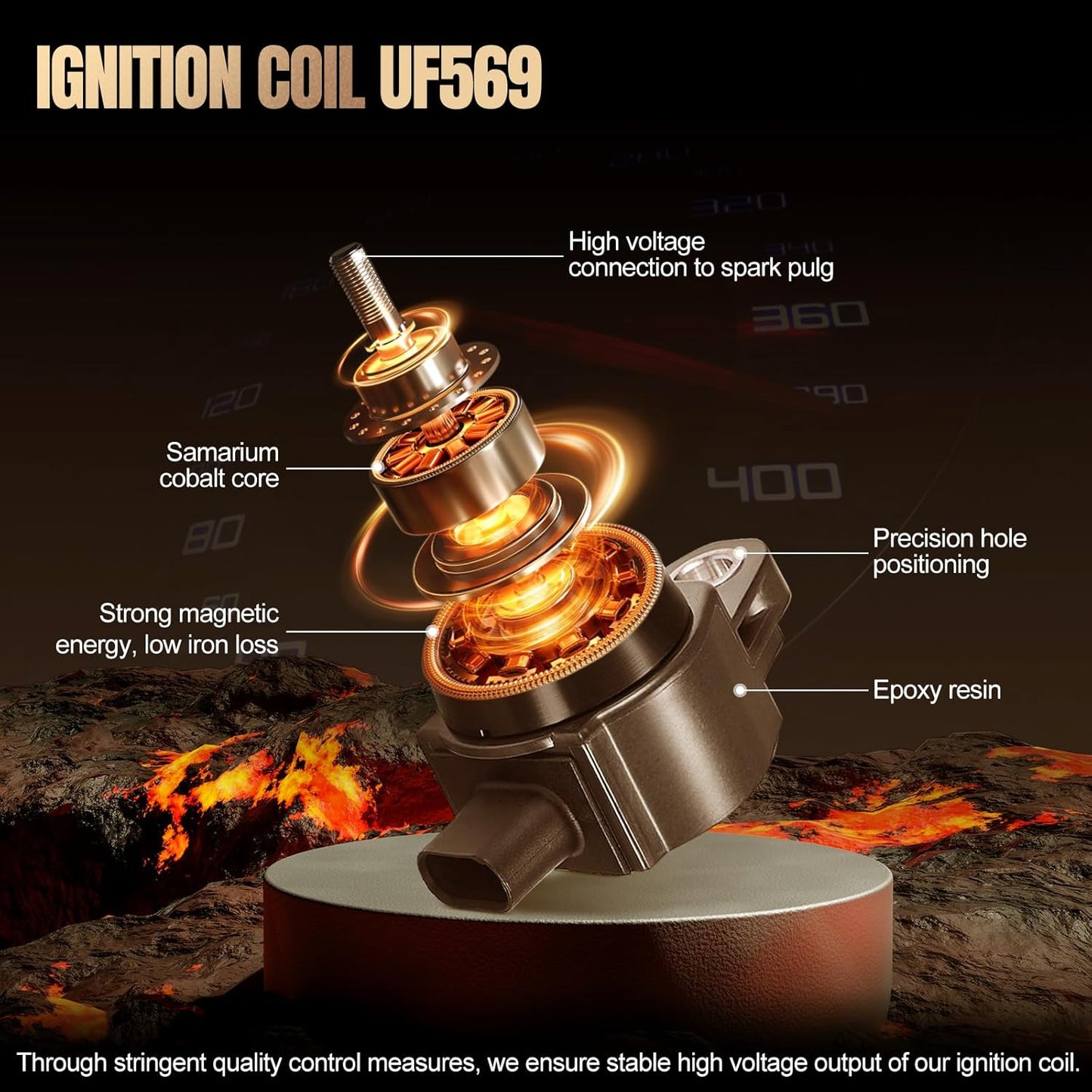 Set of 6 UF569 Ignition Coil Pack Compatible with Cadillac ATS CTS SRX STS XTS Compatible with Chevy Camaro Caprice Equinox Traverse Replaces C1555 GN10494, V6