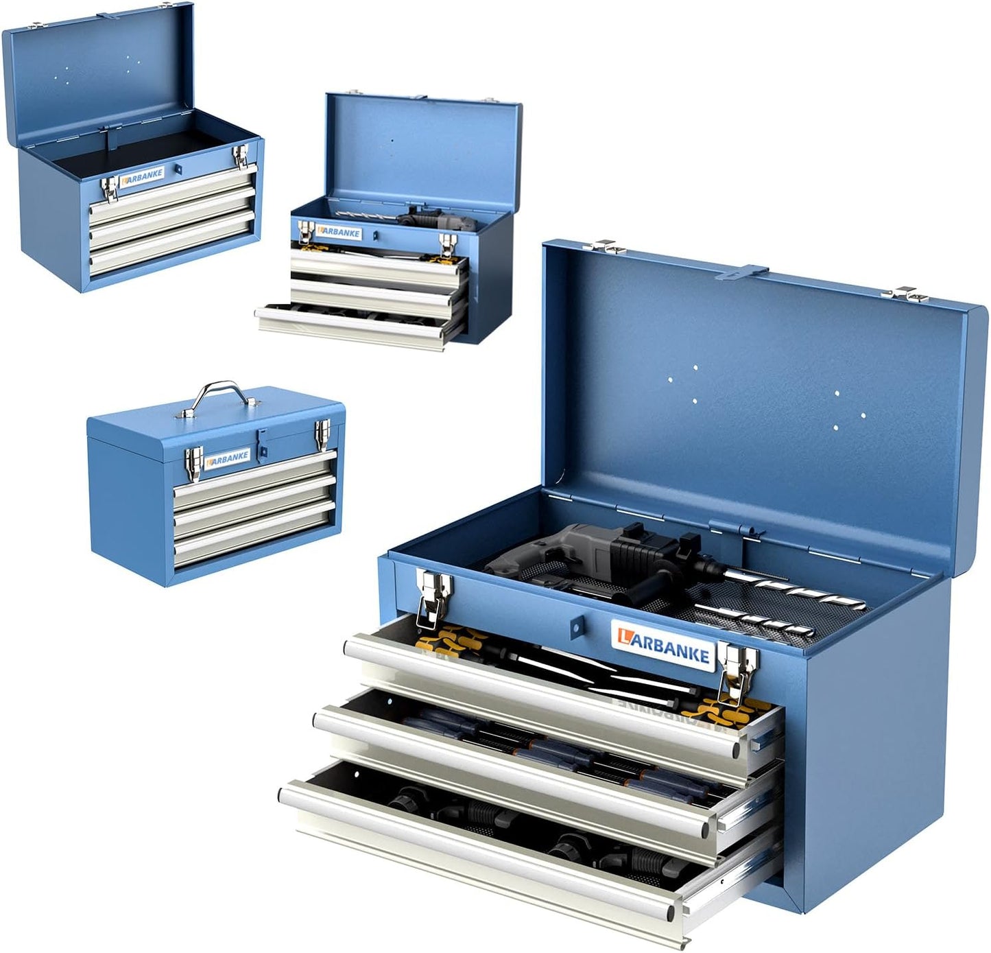 5-Drawer Rolling Tool Chest,Tool Chest with Keyed Locking System, with Wheels and Foot Pads,Rolling Tool Cabinet with Stainless CounterTop and Drawer Liners,Unique Link Buckle for Connecting