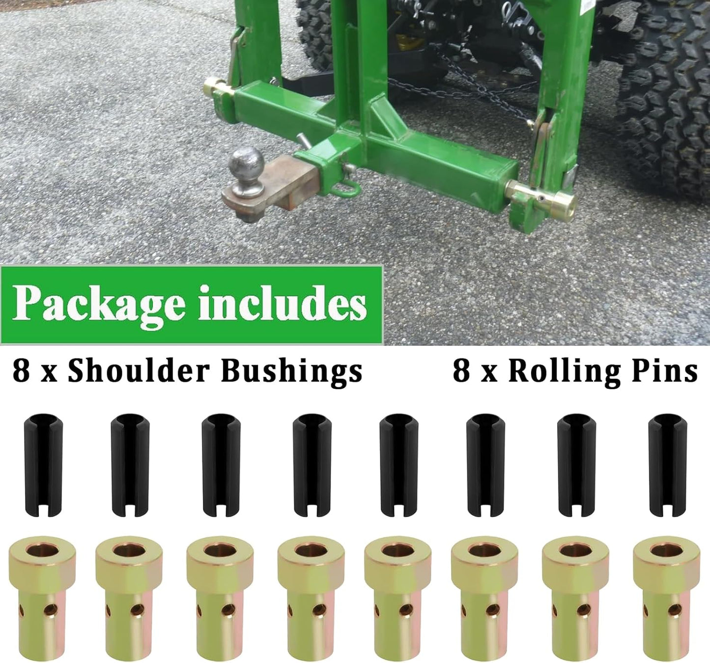Cat 1 Quick Hitch Adapter Bushings Kit Fit for CateCat 1 Quick Hitch Adapter Bushings Kit Fit for Category 1-3 Point Tractors Use Quick Attach Adapters with Pins (4 Pairs)