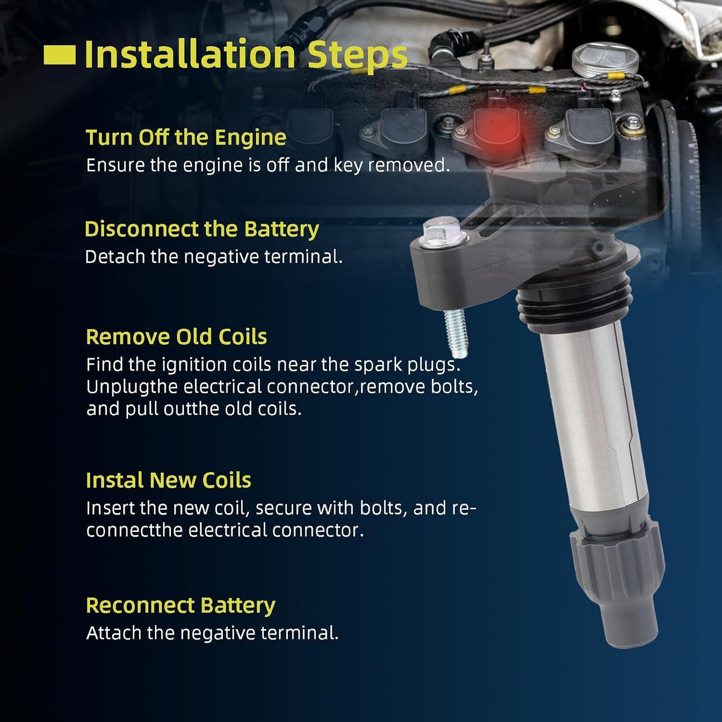 Set of 6 Ignition Coils Pack UF569 and Iridium Spark Plug 90117 compatible with GMC Acadia Canyon Terrain Chevy Caprice Colorado Equinox Malibu Cadillac ATS CTS Buick Pontiac Saturn Suzuki