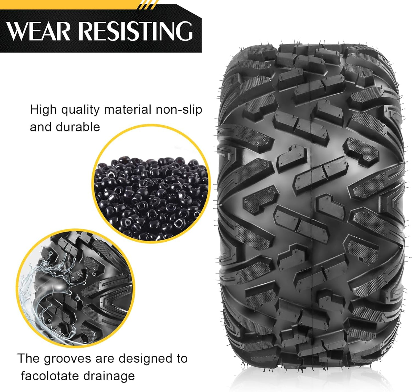 AutoForever ATV UTV Tires 24x11-10,6PR All Terrain Mud Tires 24x11x10 Bighorn Style,Tubeless(Set of 2)