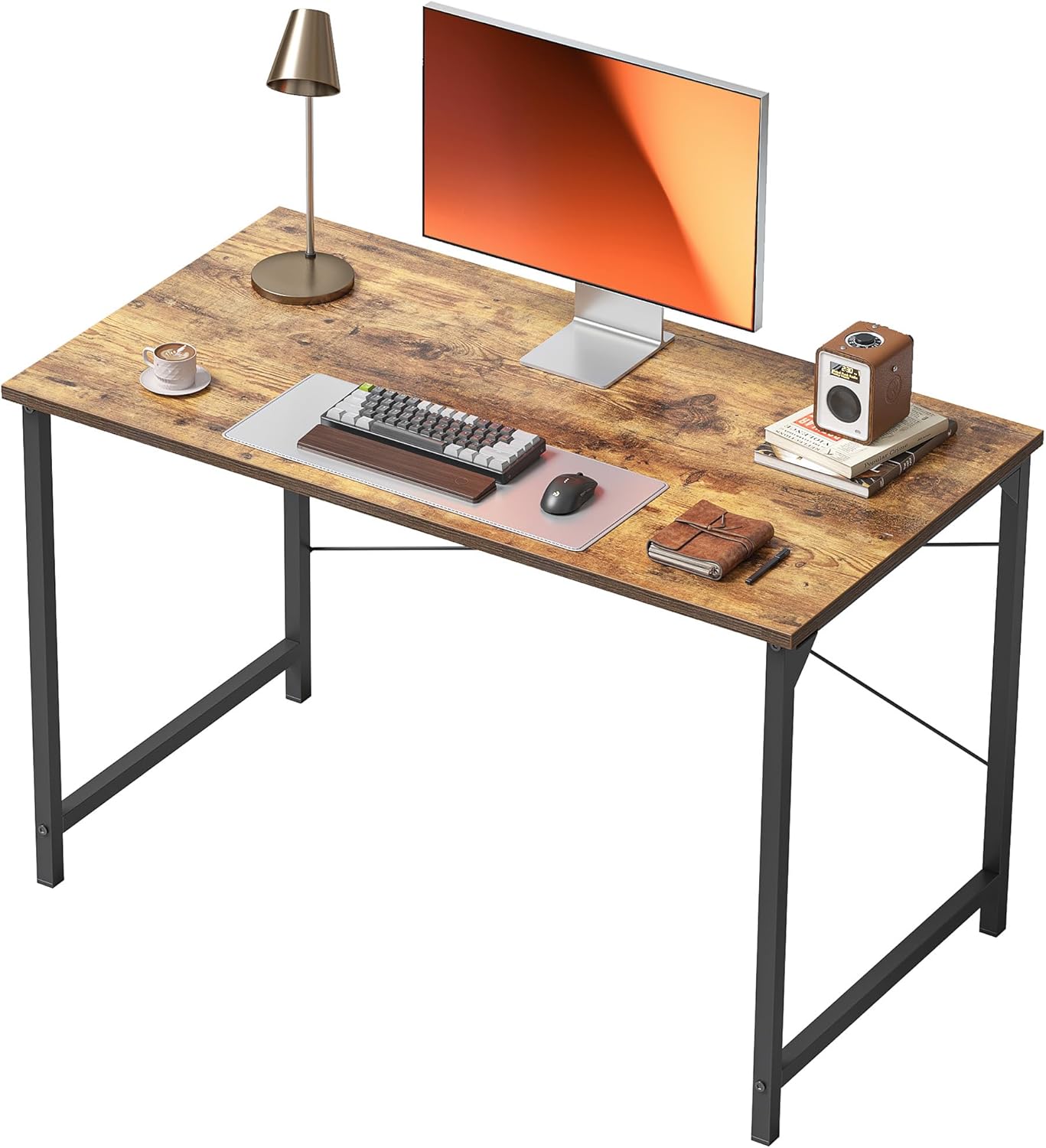 BANTI Computer Desk, 47 inch Home Office Desk, Modern Simple Style PC Table for Home, Office, Study, Writing, Rustic Brown