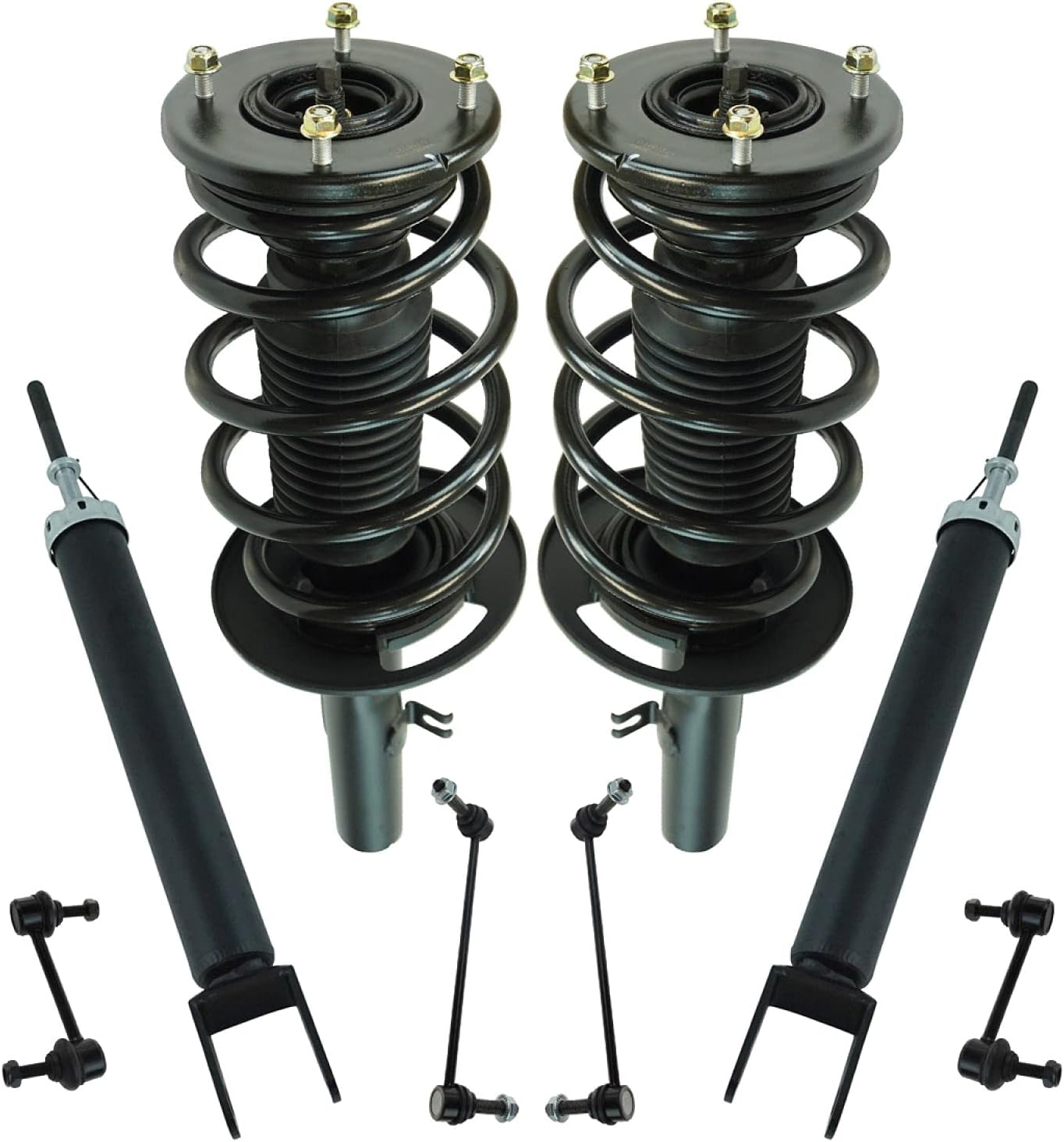 TRQ Front and Rear Suspension Kit Complete Strut & Coil Spring Assembly Shock Absorber Sway Bar Stabilizer Link Compatible with 06-13 BMW