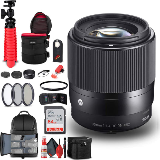 Sigma 35mm f/1.4 DG HSM Art Lens for Canon EF (340-101) Bundle + Backpack + 64GB Card + Lens Case + Card Reader + 3 Piece Filter Kit + Cleaning Set + Flex Tripod + Memory Wallet + IR Remote + More