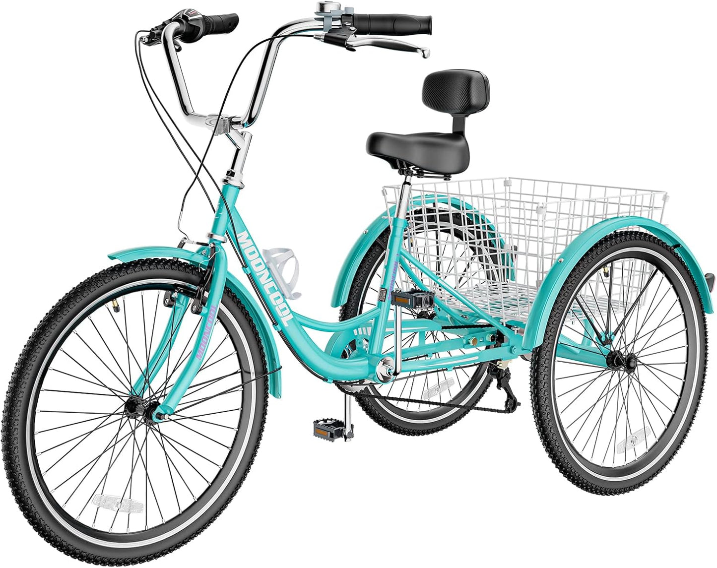 Slsy Adult Tricycles 7 Speed, Adult Trikes 20/24/26 inch 3 Wheel Bikes, Three-Wheeled Bicycles Cruise Trike with Shopping Basket for Seniors, Women, Men