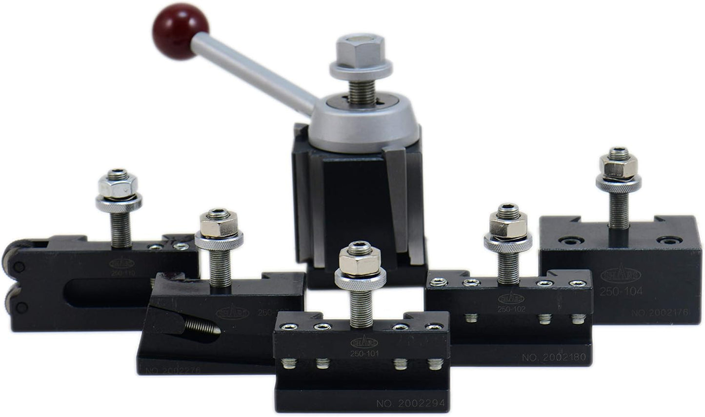 Shars AXA Wedge Type Quick Change Tool Post 6 PCS Set for 6" - 12" Lathe Swing 202-9474C M