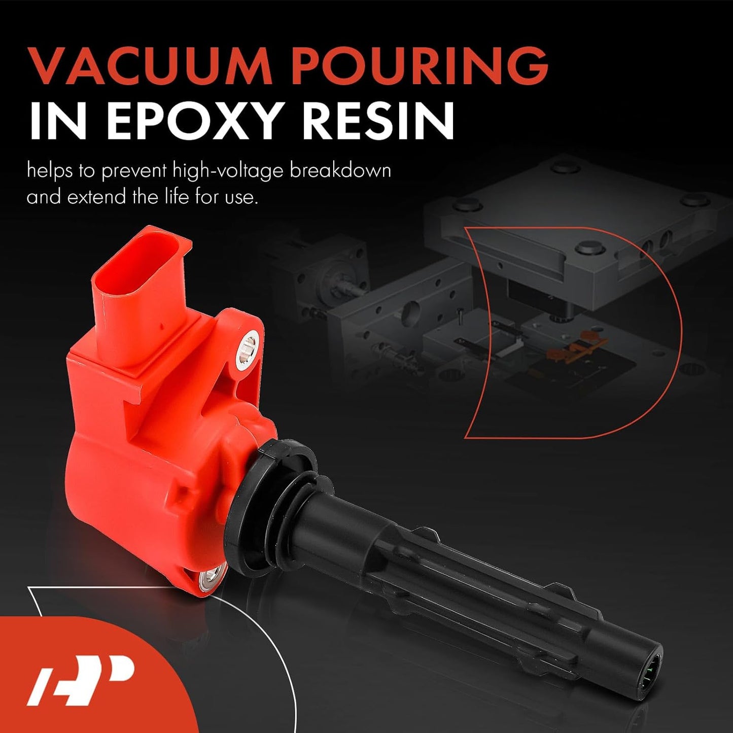 A-Premium (Red) Engine Ignition Coil Pack Compatible with Mercedes-Benz C230, C250, C280, C350, E300, E350, GLK350, GL320, S400, SLK280 & Dodge Sprinter 2500 & Freightliner Sprinter 3500, 8-PC Set