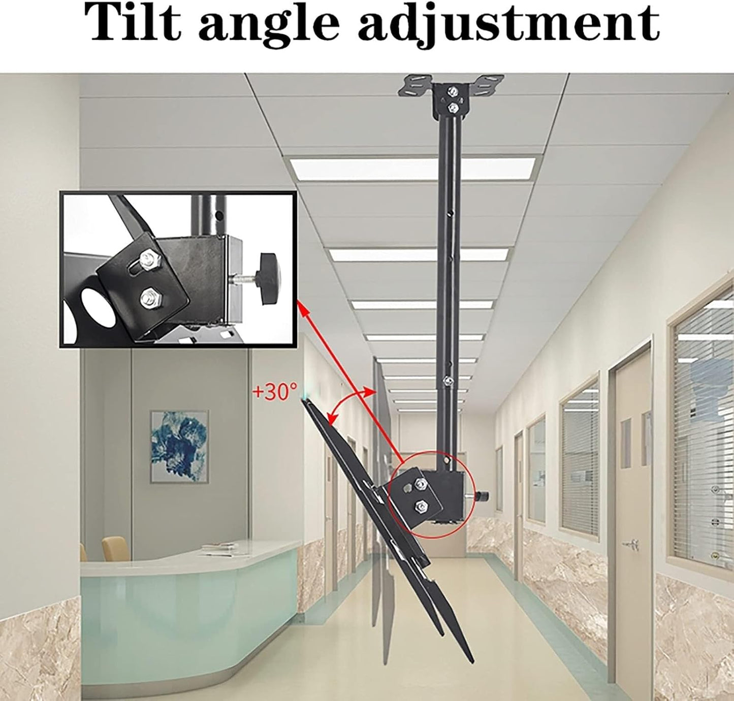 Universal Ceiling TV Mount Bracket, Height Adjustable, 360° Swivel & Tilt, Fits 32-55 Inch TVs, Max 45kg Load(0.5)