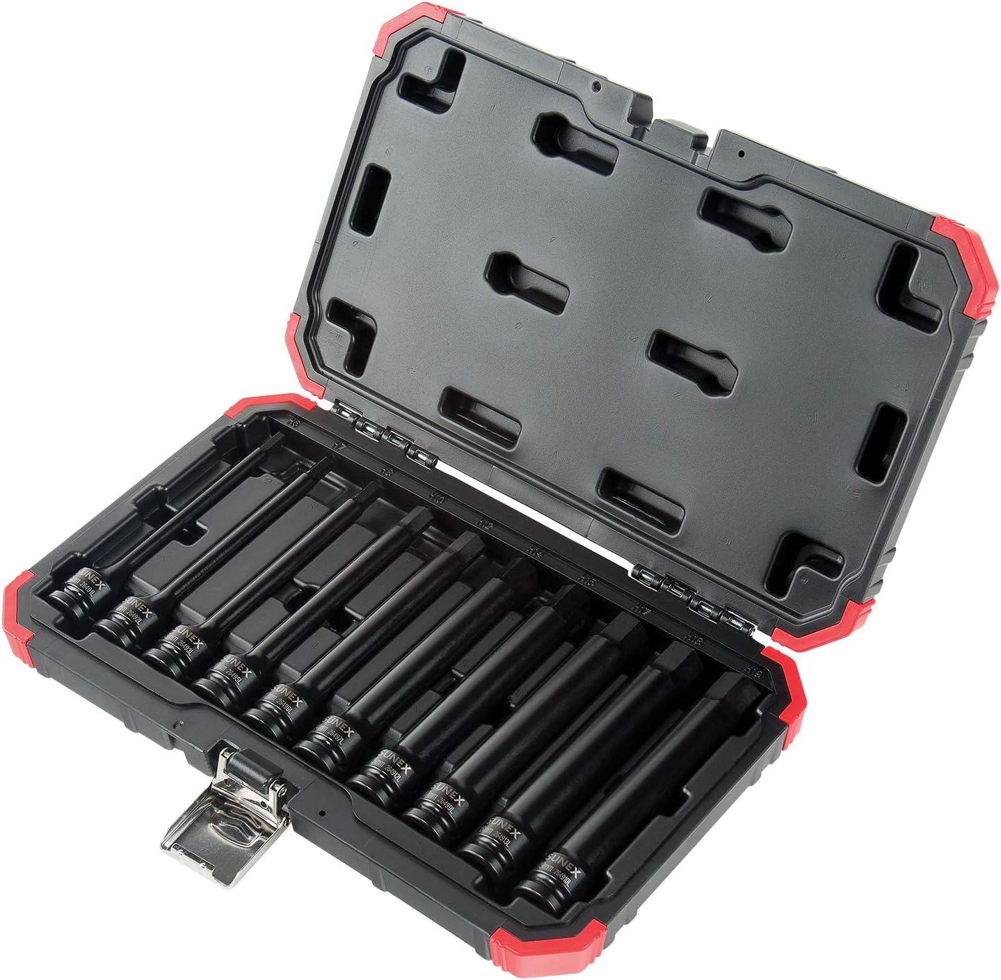 SUNEX TOOLS 2637L 20pc 1/2" Drive Impact Hex Driver Master Set 6in. ¼” to 9/32” and 6mm to 17mm, ,