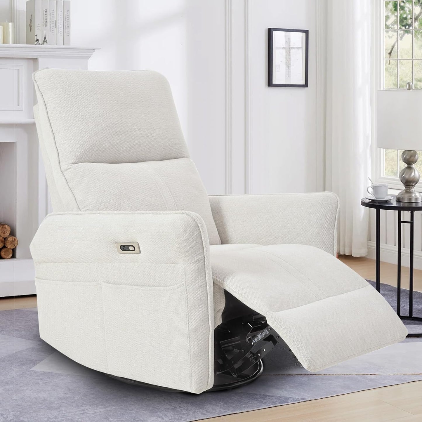 Swivel Rocker Recliner Chair, Modern Faux Leather Manual Recliner, Glider Recliner, 360 Swivel, 30 Rocking, Relaxing, Living Room, Bedroom