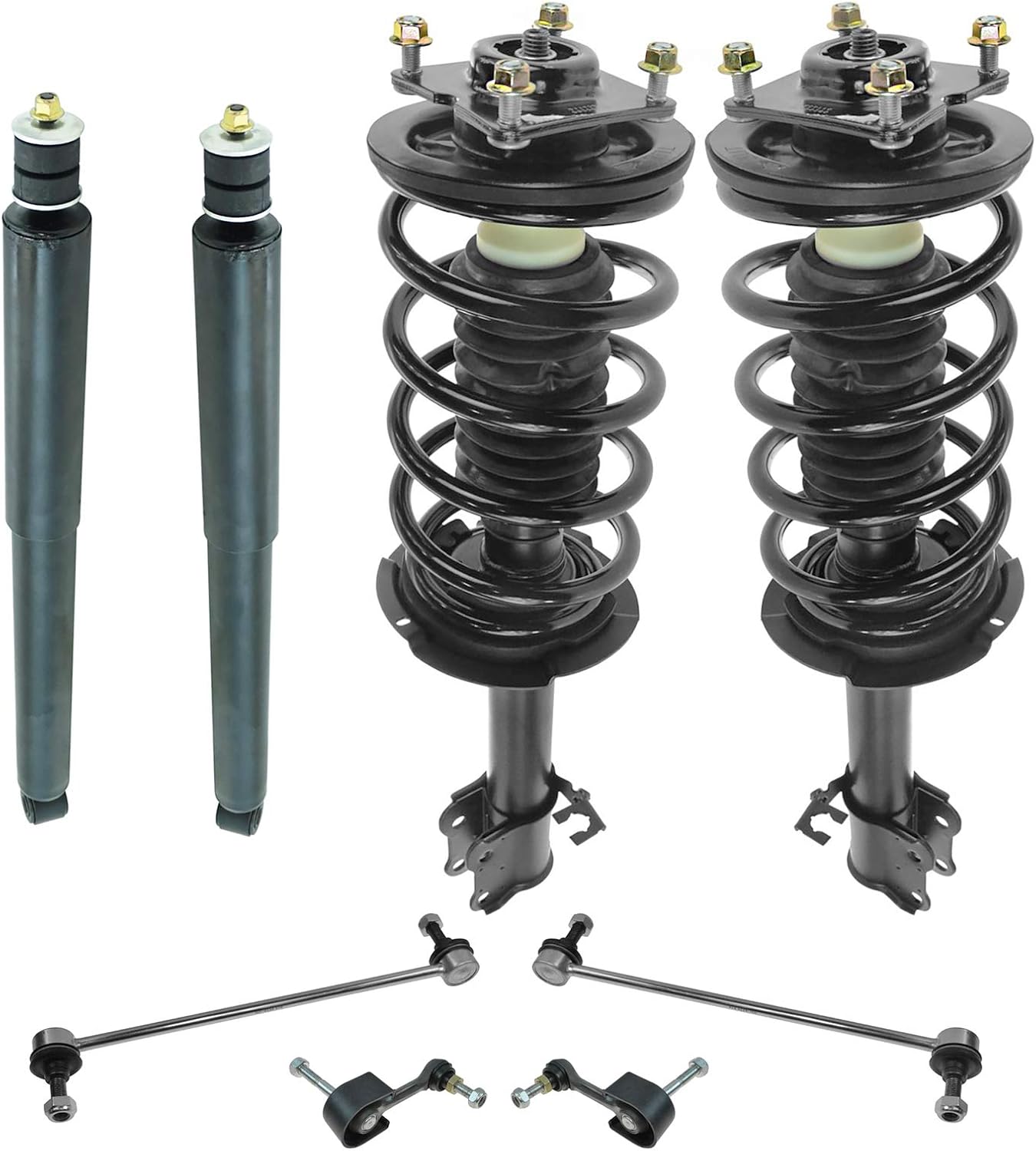 TRQ Front and Rear Suspension Kit Complete Strut & Coil Spring Assembly Shock Absorber Sway Bar Stabilizer Link Compatible with 06-13 BMW