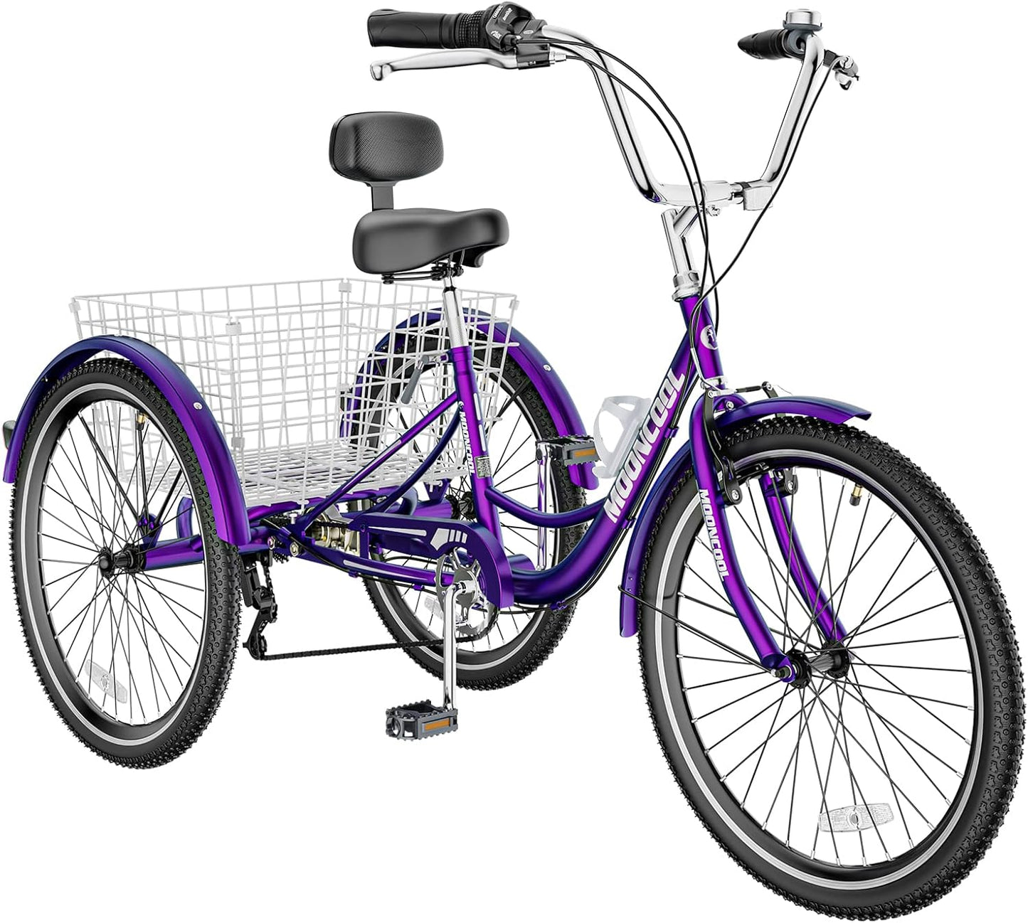 Slsy Adult Tricycles 7 Speed, Adult Trikes 20/24/26 inch 3 Wheel Bikes, Three-Wheeled Bicycles Cruise Trike with Shopping Basket for Seniors, Women, Men