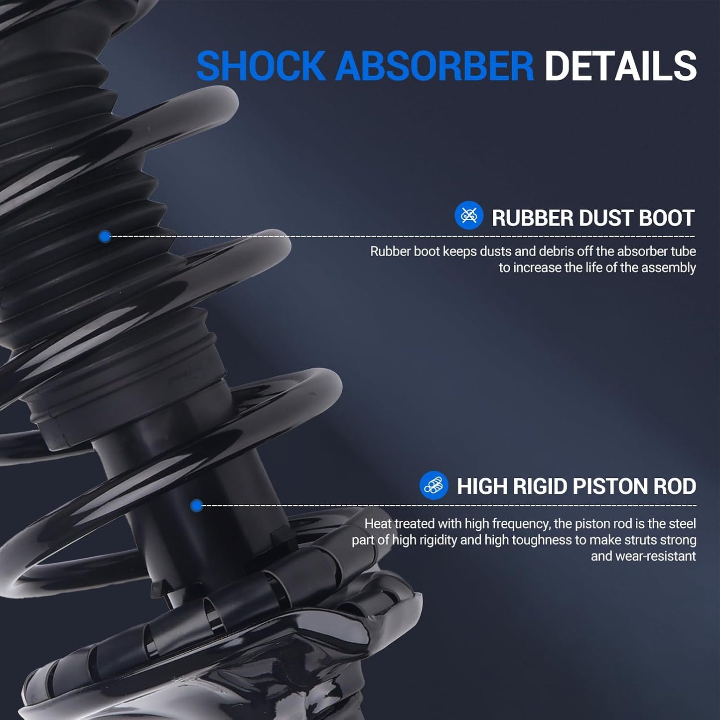 Autoround Front Complete Shock Absorber Compatible with Chevy Aveo 2004-2011/ Aveo5 2007-2011, Pontiac G3 2009-2010/ Wave 2005-2008, 172295 172296 Left & Right Struts with Coil Spring Assembly