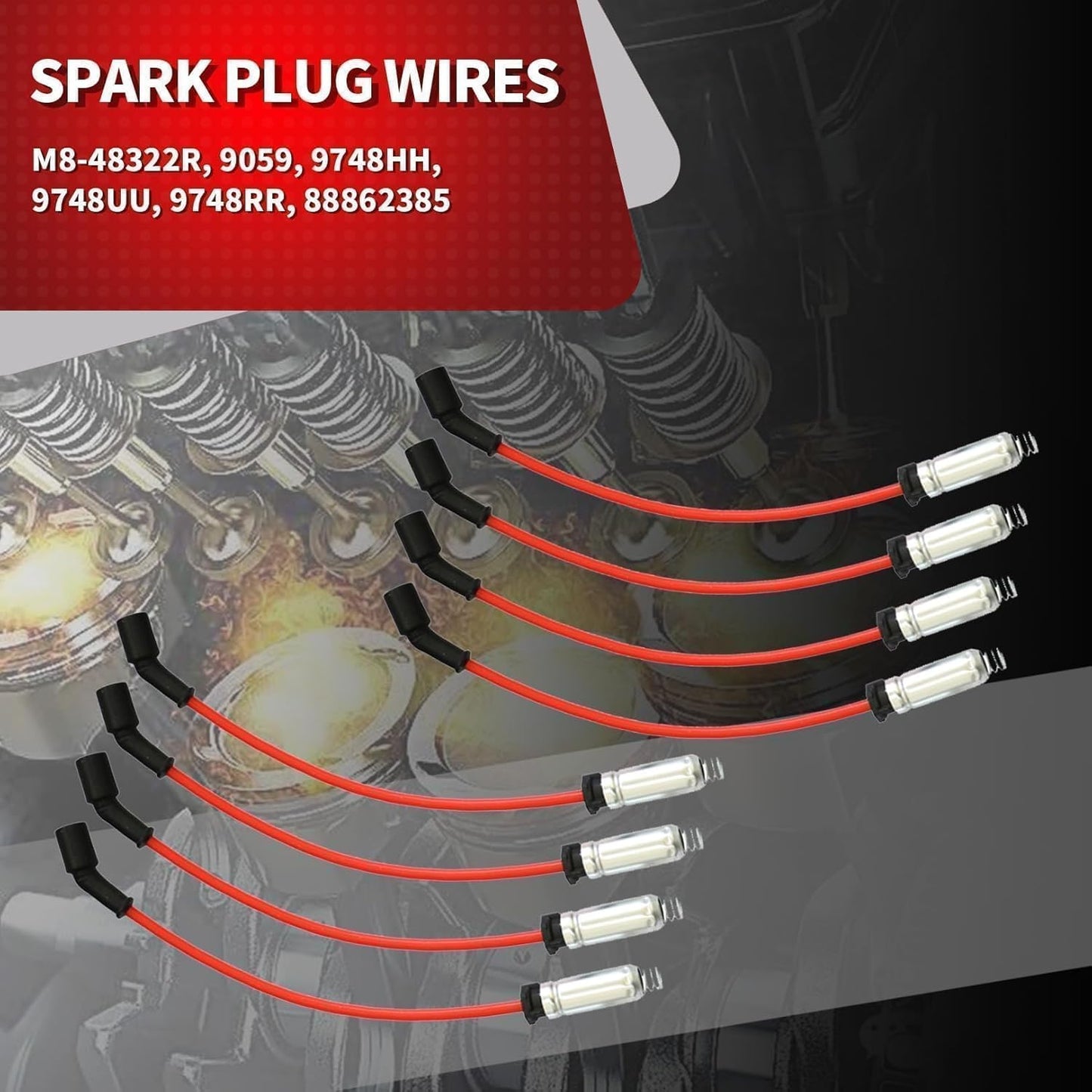 8 Pack UF271 Ignition Coils Double Iridium Spark Plugs & Wires Compatible with Silverado/Sierra 1500 2500 3500 Compatible with Yukon XL 1500 2500 1999-2007 4.8L 5.3L 6.0L 19299585 19299585