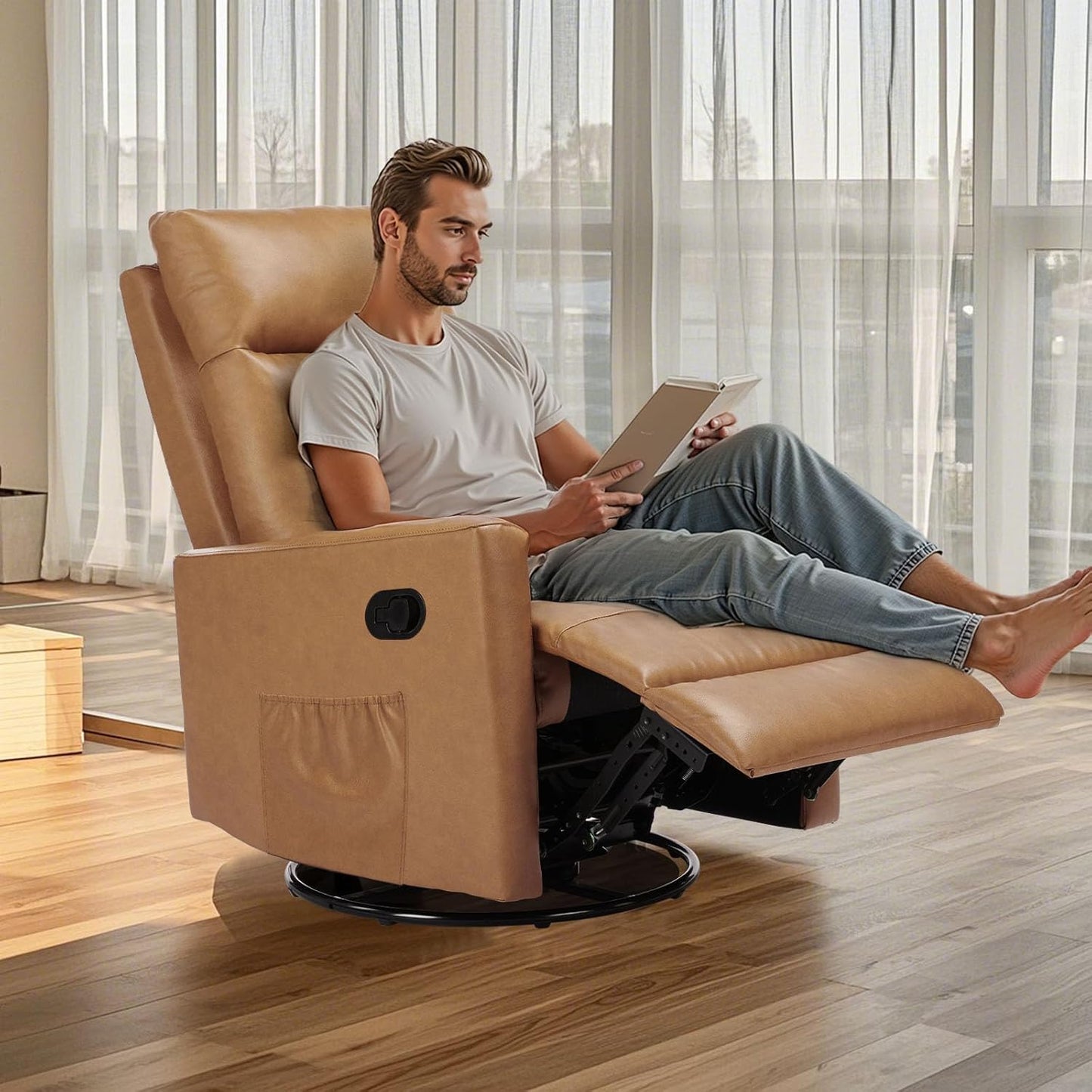 Sweetcrispy Massage Recliner Chair for Adults, Adjustable Home Theater Seating with Lumbar Support, Small Recliners for Small Spaces, Dark Grey