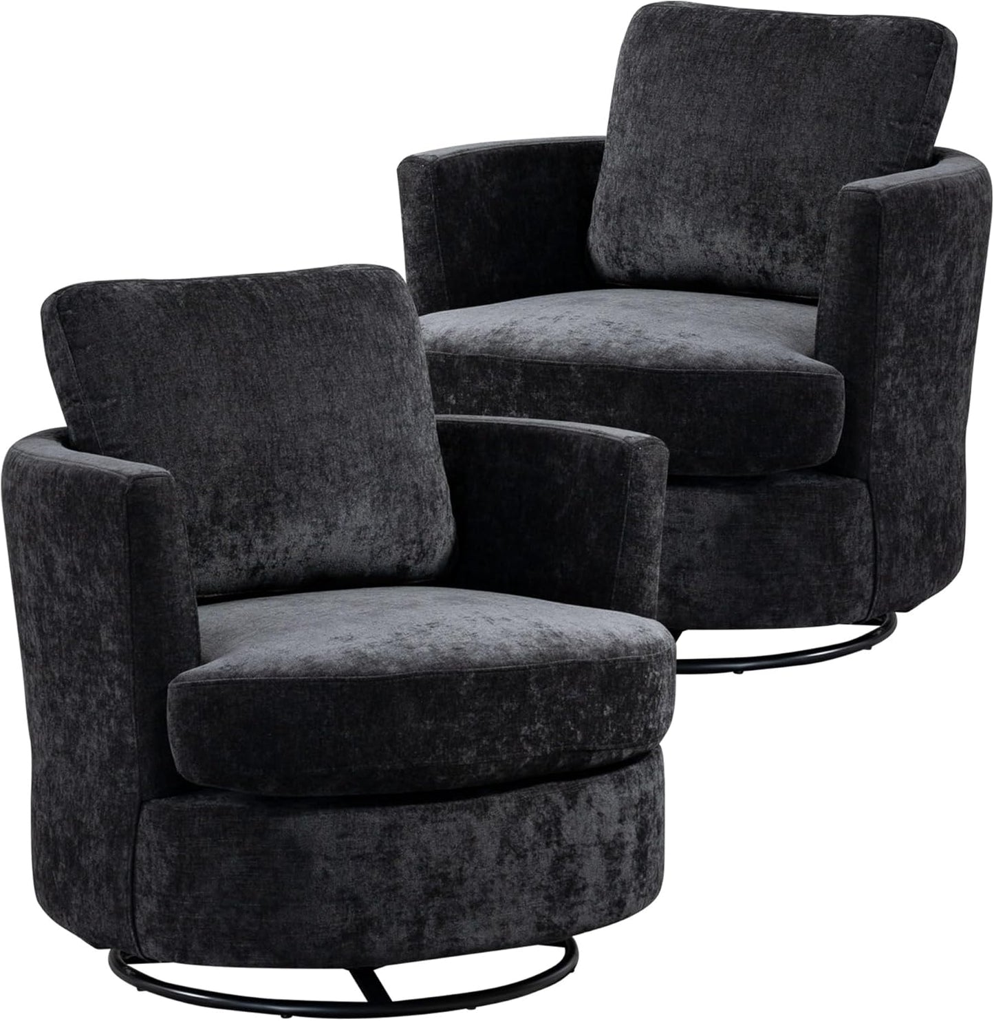 Aoiy & Wifon 31.9" W Swivel Accent Chair, 360 Degree Modern Living Room Chair, Swivel Barrel Chairs for Living Room/Bedroom, Chenille,Beige, 2PACK