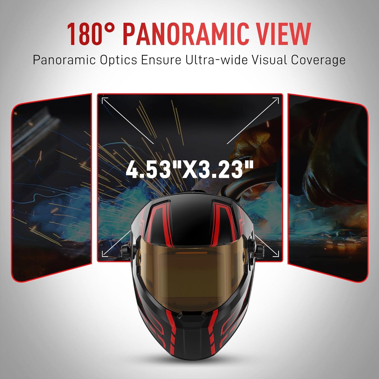 ANDELI 180°Panoramic Welding Helmet Auto Darkening 4.53"X3.23" with Side View, Welding Hood Solar/Rechargeable Battery Powered Welder Mask, Upgraded Optical Clarity True Color Wide Shade 4/5-9/9-13