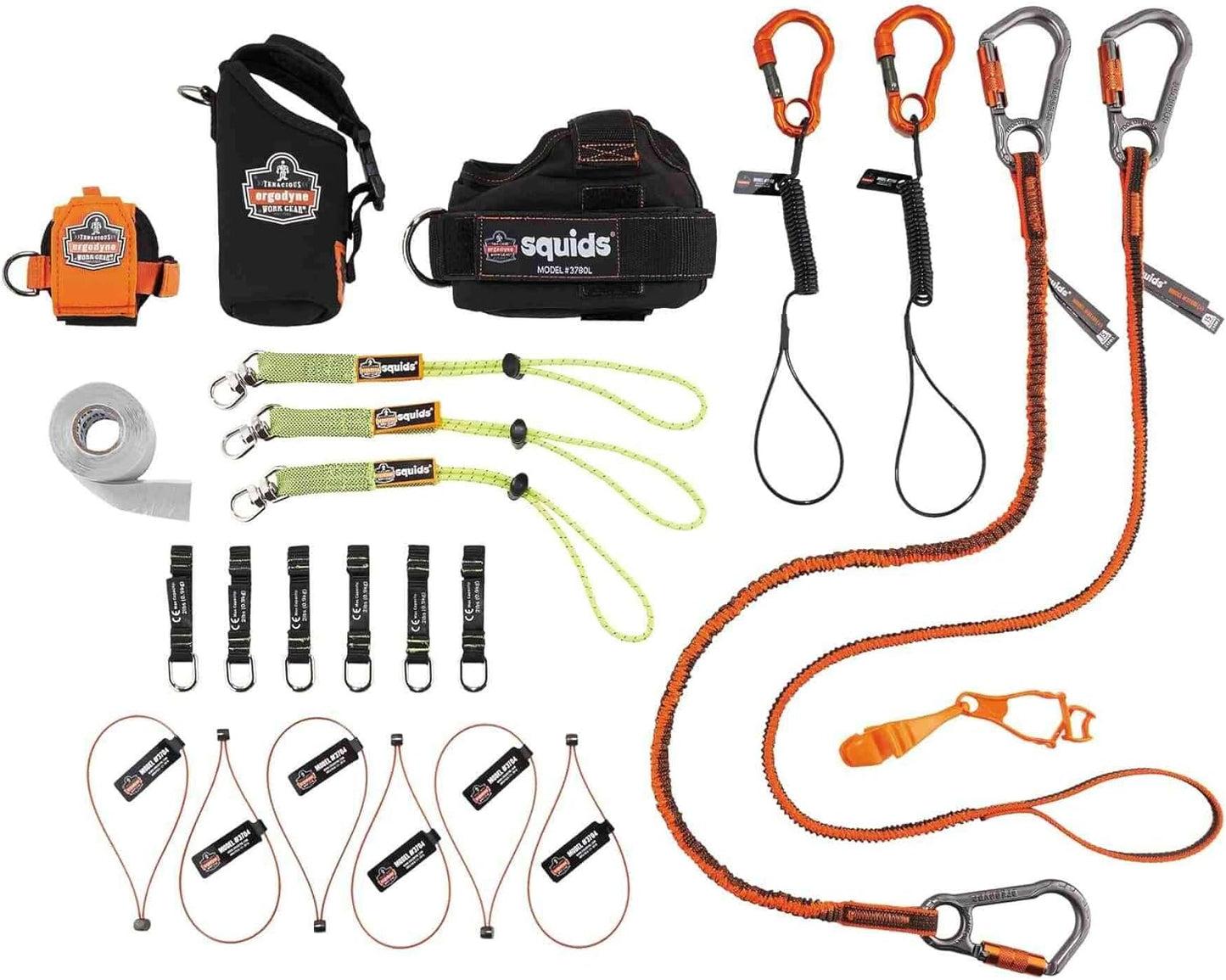 Tool Tethering Kit for Iron/Steel Workers, Includes Tool Lanyards and Attachments for Spud Wrenches to Sleever Bars, Ergodyne Squids 3186