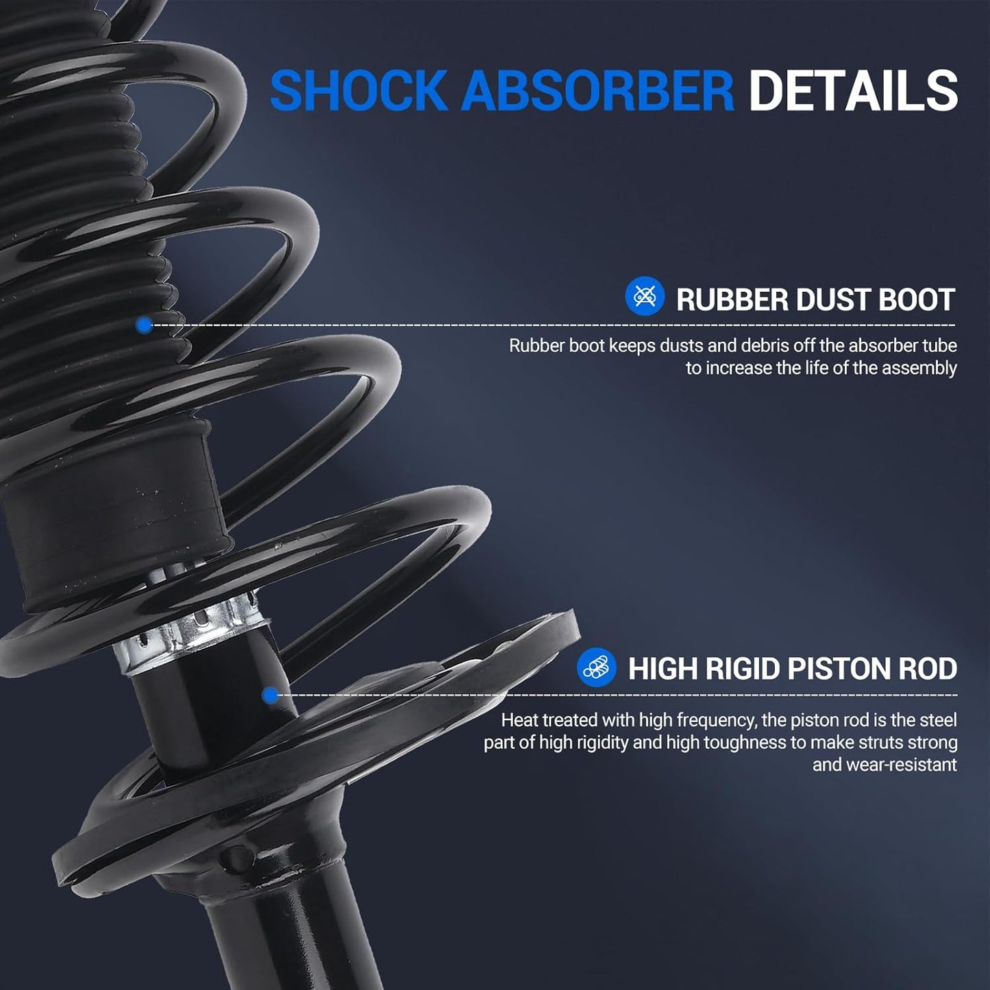 Autoround 172208 172207 Rear Complete Shock Absorber Compatible with Toyota Camry/Lexus ES330 2004 2005 2006, Left & Right Struts with Coil Spring Assembly