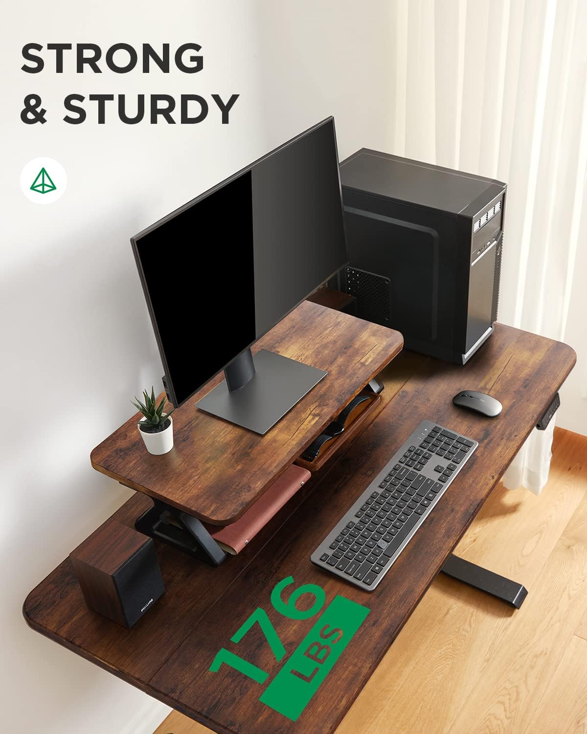 Totnz Height Adjustable Electric Standing Desk, Sit Stand up Desk, Memory Home Office Desk with Hook, 48x24 Inches