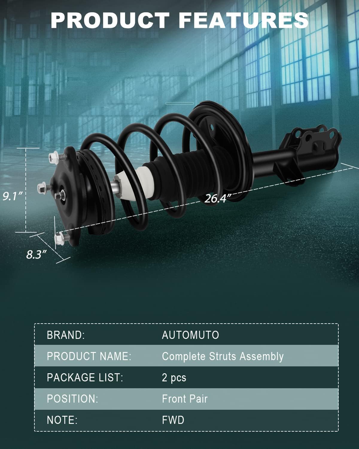 AUTOMUTO Strut Spring Assembly Front Pair Shock Absorber Fit for 2007-2010 for Hyundai Elantra FWD