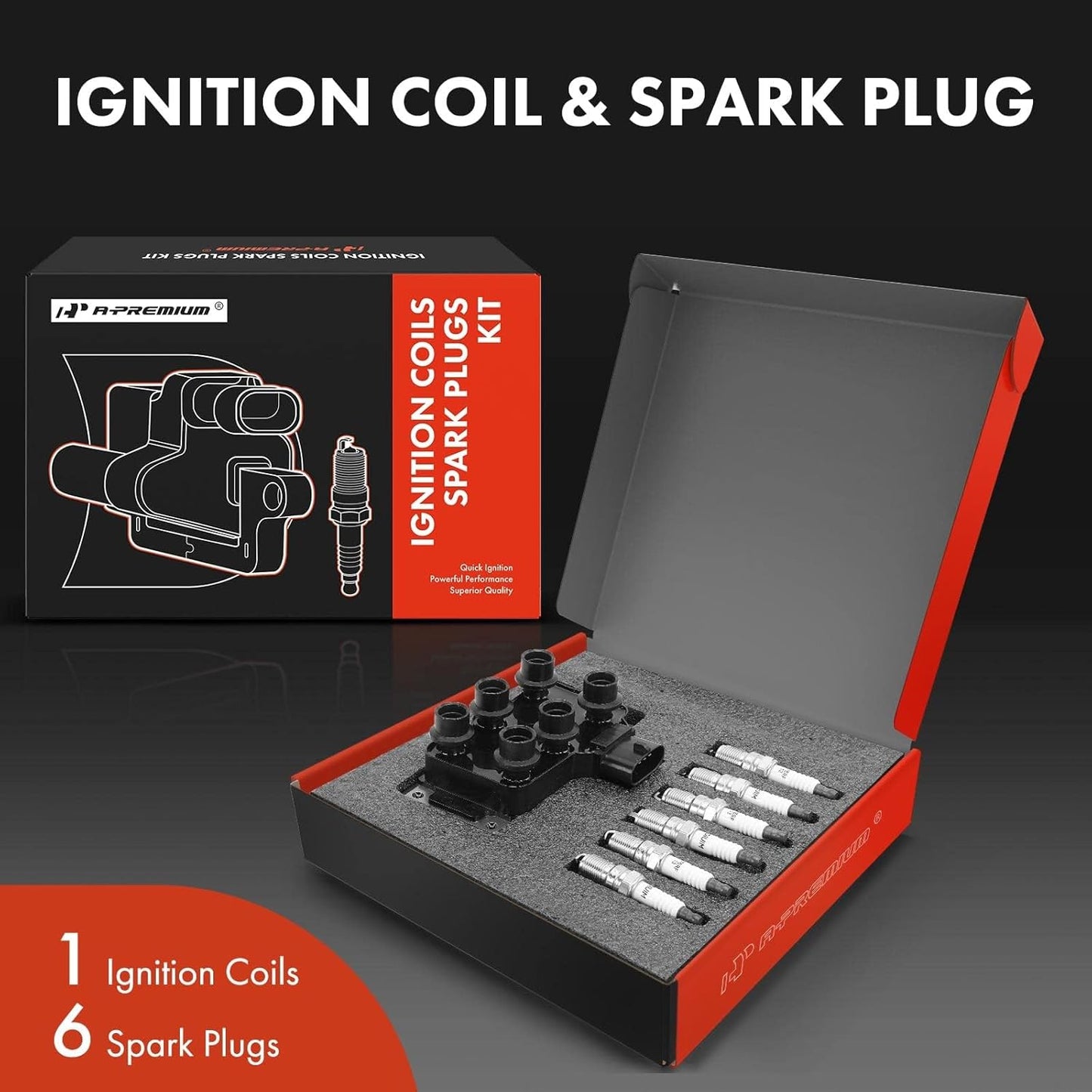 A-Premium Ignition Coils and Spark Plugs Kits Compatible with Ford Explorer 2006-2010, Explorer Sport Trac 2007-2010, Mustang 2005-2010, Ranger 2001-2011 & Mazda B4000 2001-2010 & Mercury Mountaineer
