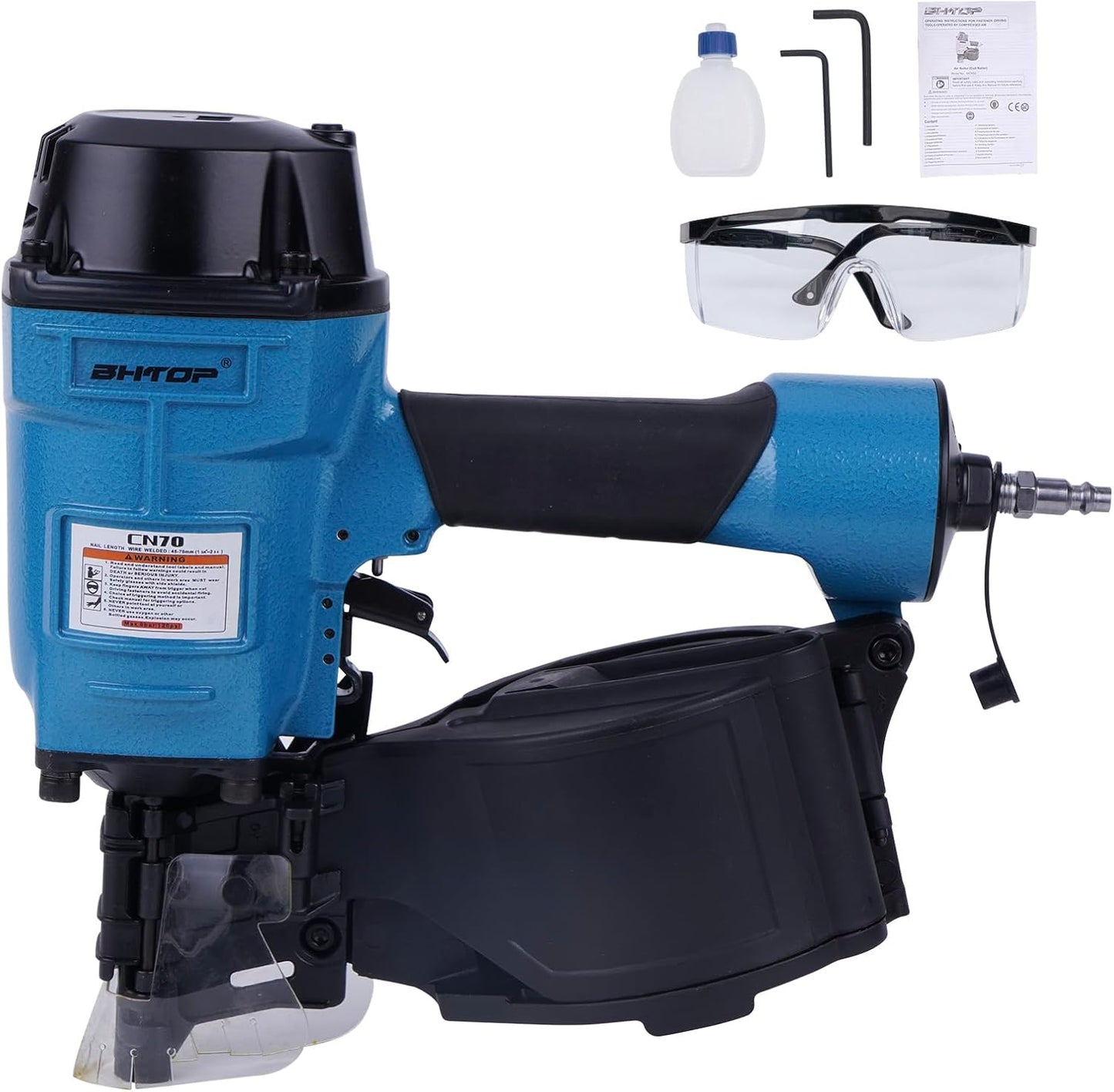 BHTOP Siding Nail Gun, 15-Degree Coil Siding Fencing Nailer, 1-1/2 inch to 2-1/2 Inch for Siding, Fiber Cement, Fencing, Cedar Shake