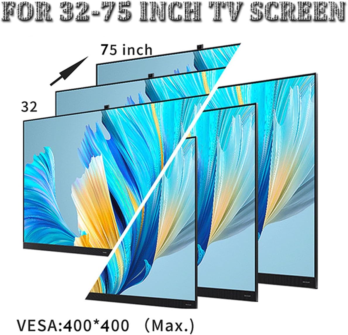 Adjustable Ceiling TV Bracket fits Most 32-75 inch TVs, 3-Sided Ceiling TV Bracket Telescopic Range 1.2-2 Meters, Suitable for Stations, airports, supermarkets