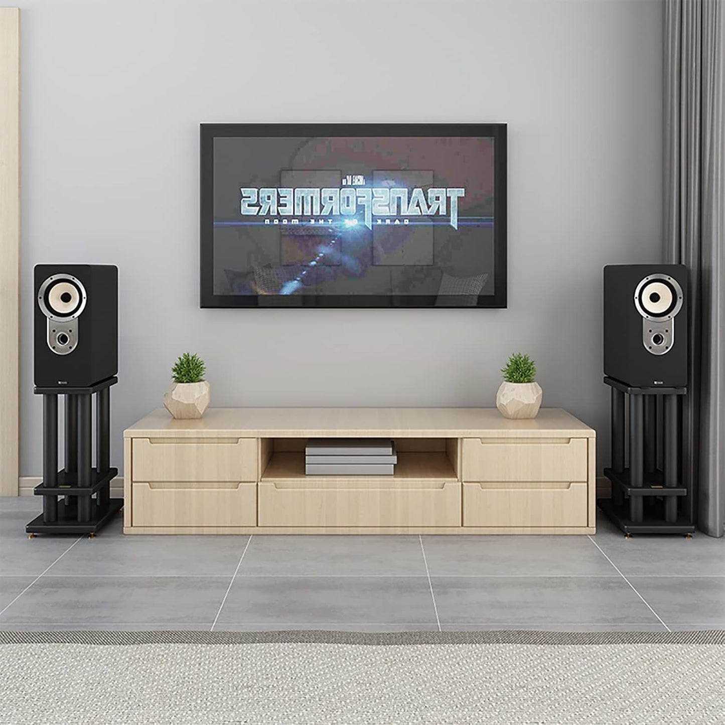 BTZHY Speaker Stands,Surround Sound Steel Construction Support, Vibration-Damping Rubber Gaskets, Support Bookshelf-Style Speakers Up to 66 Lbs