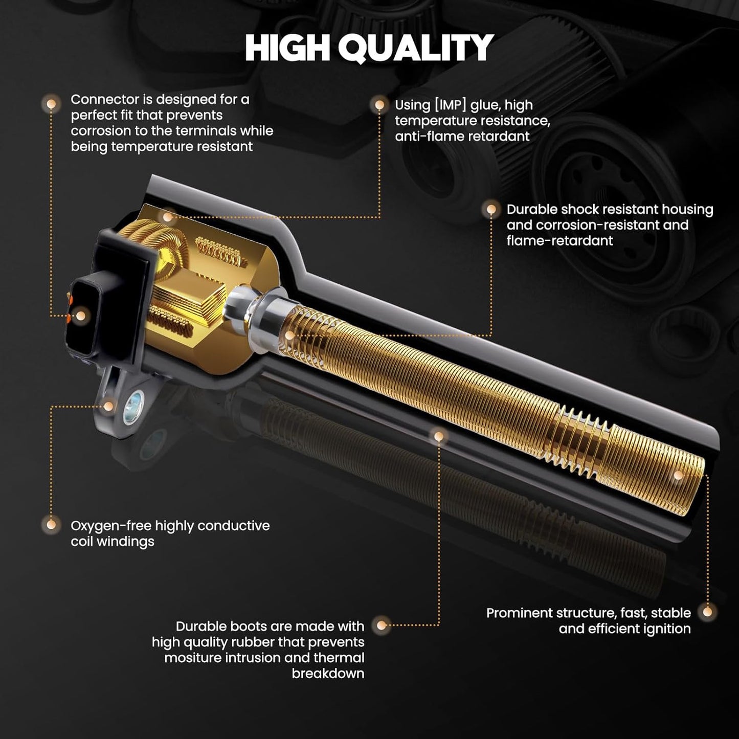 Set of 6 Ignition Coil Packs UF595 UF553 5C1652 E1053 DG520 Compatible with Ford Lincoln Taurus Explorer F-150 Mustang Transit 150 250 350 MKS MKT MKX MKZ - 3.5L 3.7L V6