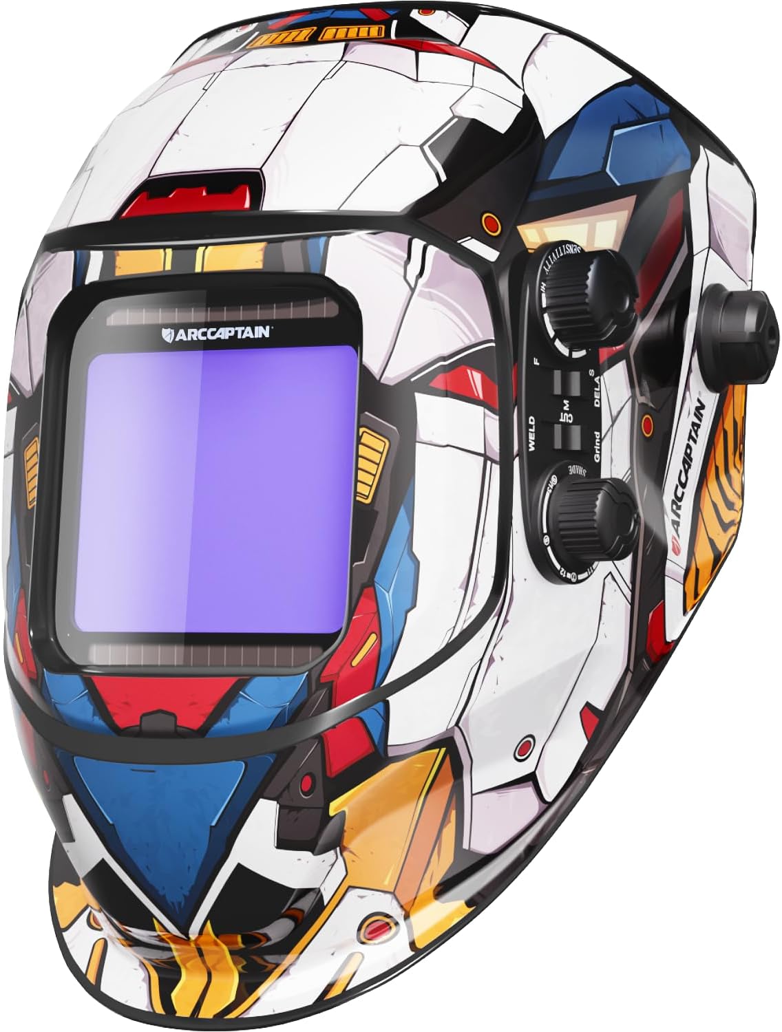 ARCCAPTAIN Welding Helmet Auto Darkening, 3.94"X3.66" Large Viewing Screen True Color Welding Hood with 4 Arc Sensor Solar Powered, Wide Shade 4-5/5-9/9-13 for ARC TIG MIG Welding Helmets for Men