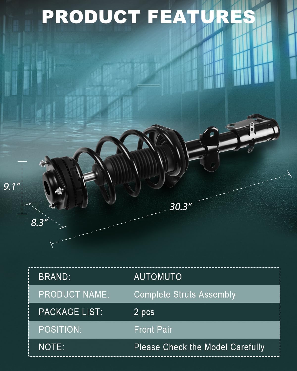 AUTOMUTO Front Pair Complete Struts Spring Assembly Shock Absorber Compatible with 2008 2009 2010 2011 2012 2013 2014 2015 for Chrysler Town Country, 08 09 10 11 12 13 14 15 for Dodge Grand Caravan