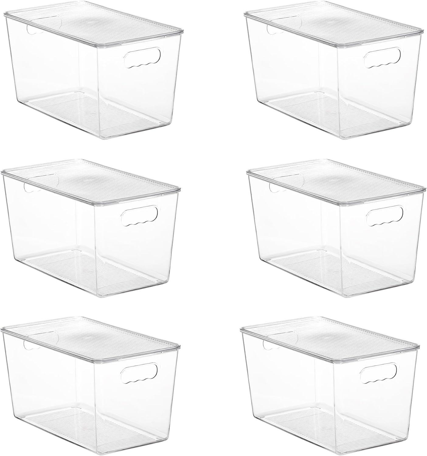 Vtopmart 6 Pack Clear Stackable Storage Bins with Lids, Large Plastic Containers with Handle for Pantry Organizer and Storage,Perfect for Bathroom,Cabinet,Kitchen,Fridge,Closet Organization