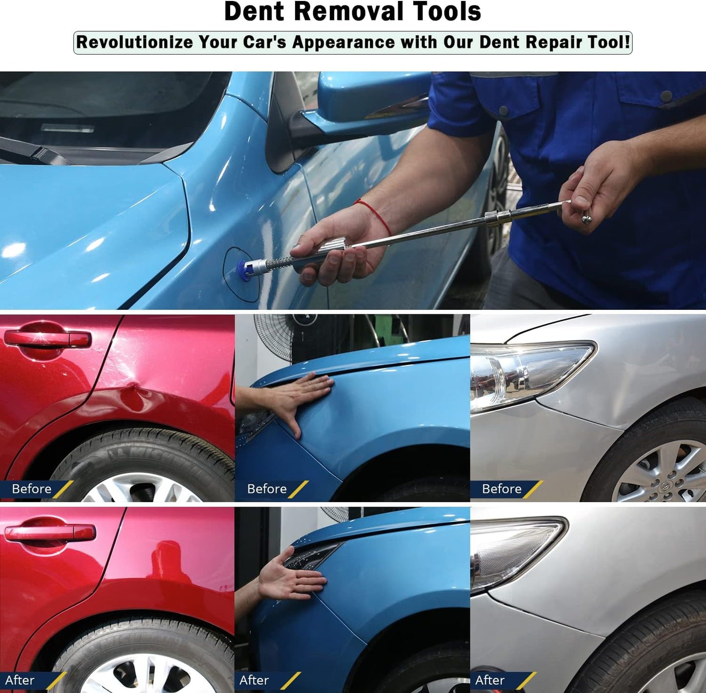 Super PDR Paintless Dent Removal Kit Professional, Car Dent Puller Kit with Slide Hammer Dent Lifter Bridge Puller, PDR Tools Auto Body Dent Repair Kit for Cars, Dent Removal for Car Body Repair