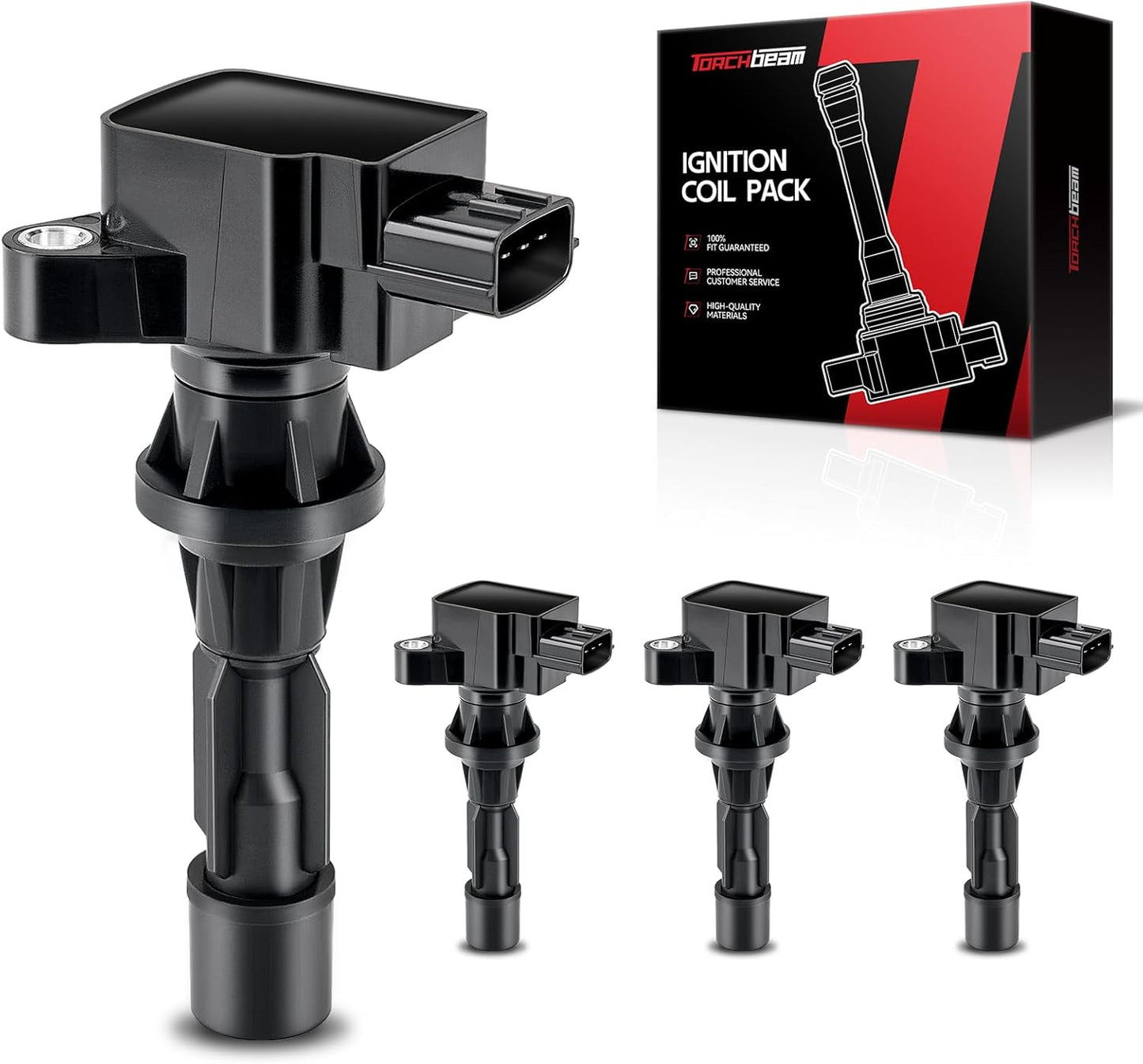 Torchbeam 4 Packs Ignition Coil UF540 Fit for 2006 2007 2008 2009 2010 2011 2012 2013 Mazda 3 Mazda CX-7 Mazda CX7 Mazda 6 MX-5 2.0 2.5 L4 Coil Packs Replacement for C1683 UF540 L3G218100A L3G218100