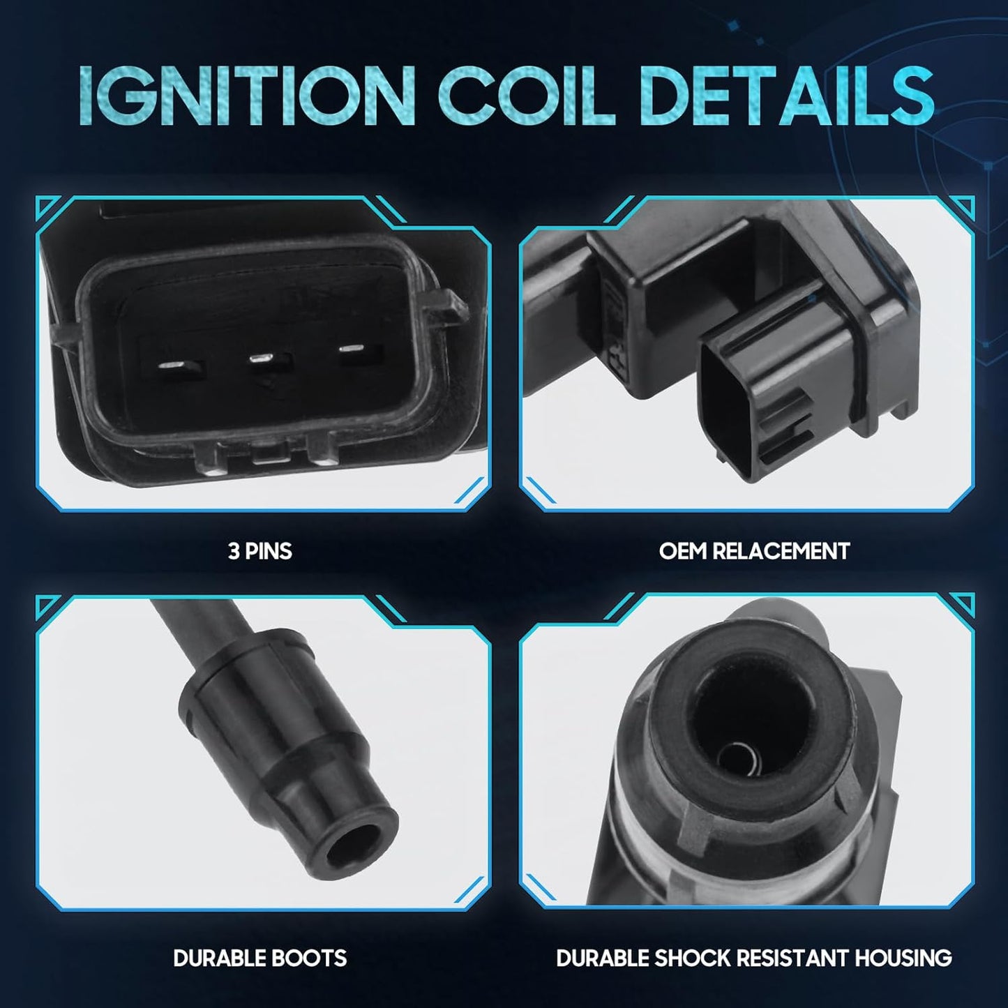 Set of 6 Ignition Coil Pack Compatible with Infiniti I30 1996-1999 Nissan Maxima 1995-1999 3.0 V6, Replace for UF138 UF262 UF139 UF263, Black