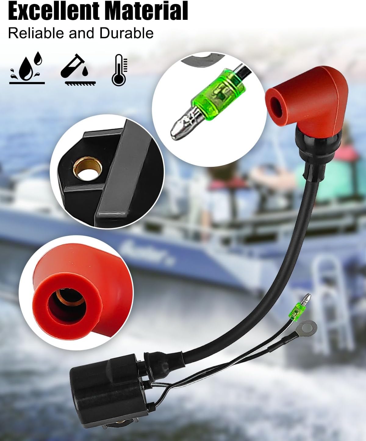 3PCS Ignition Coil Fit for Yamaha 2Stroke 60HP 70HP 75HP 85HP 90HP, Replace 697-85570 697-85570-00-00 6H2-85570-00-00